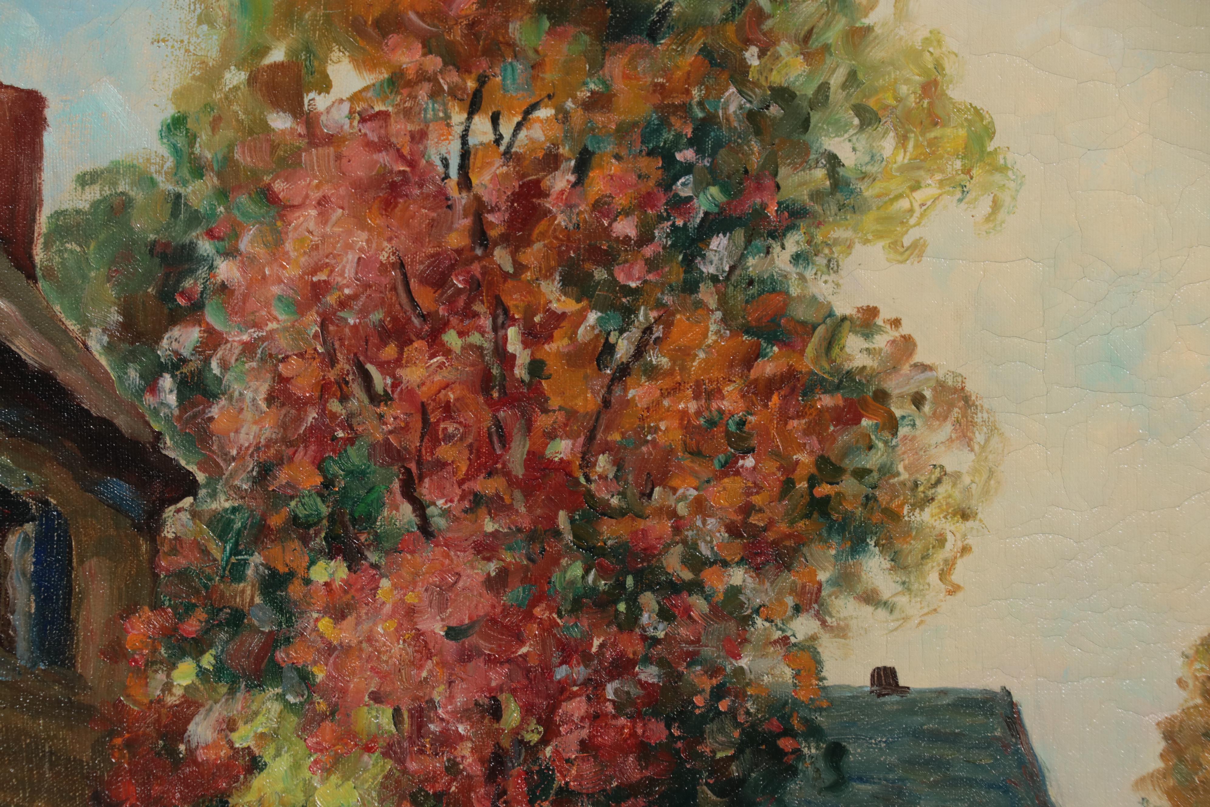 F. H. McKay Coastal Town Oil Painting "Autumn in the Village"