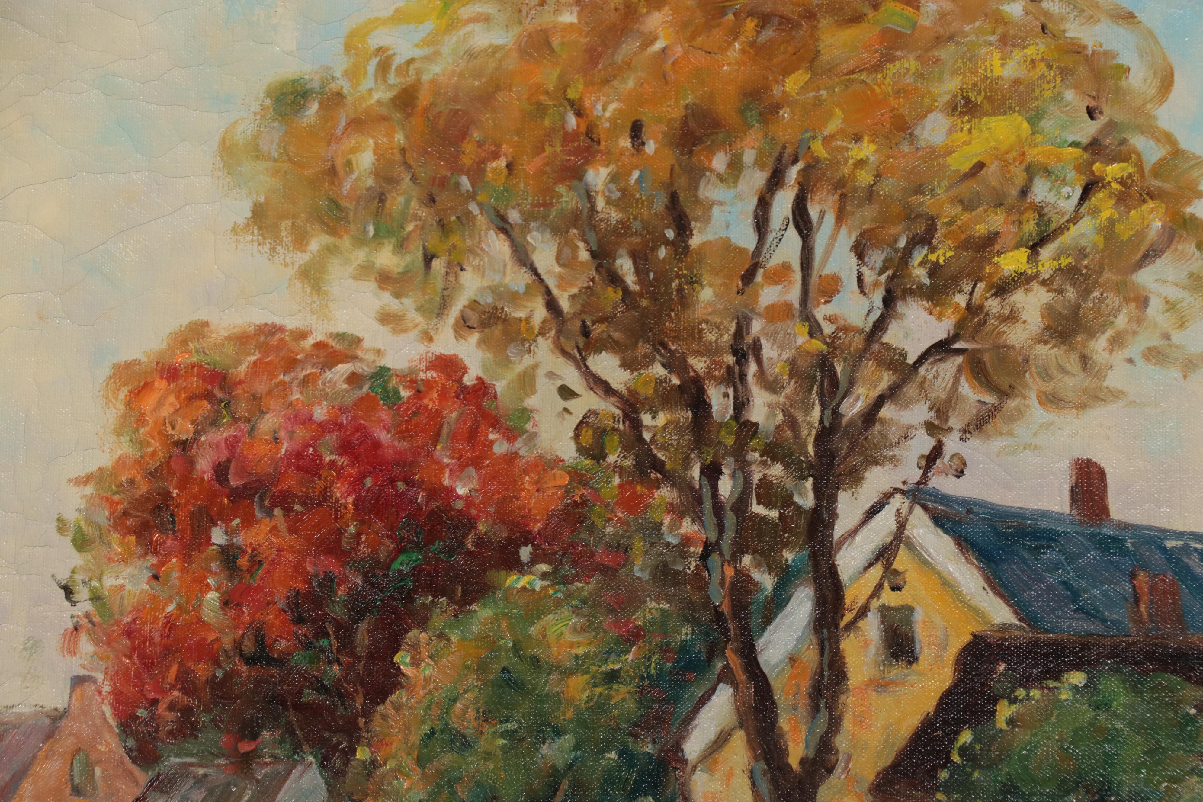 F. H. McKay Coastal Town Oil Painting "Autumn in the Village"