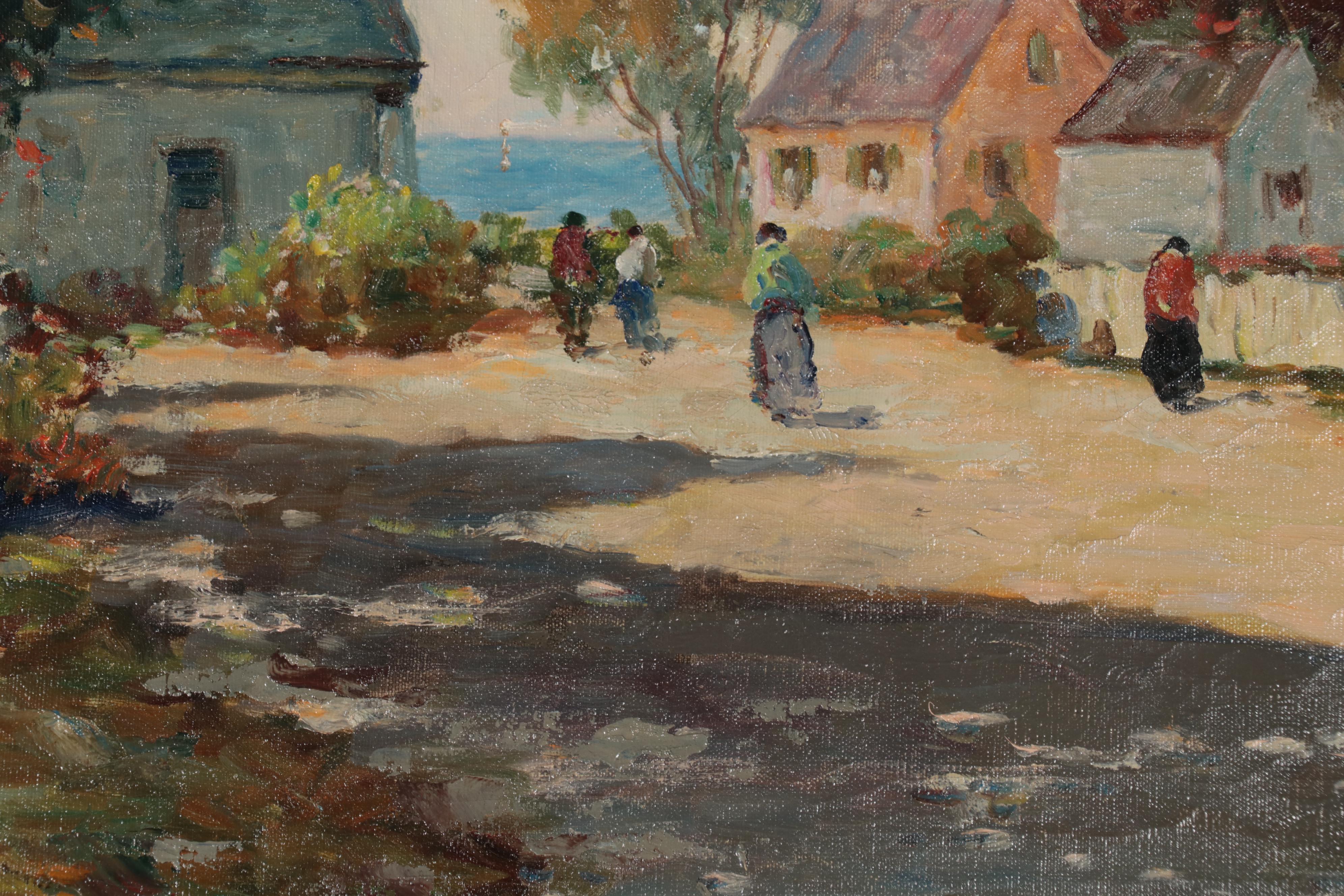 F. H. McKay Coastal Town Oil Painting "Autumn in the Village"