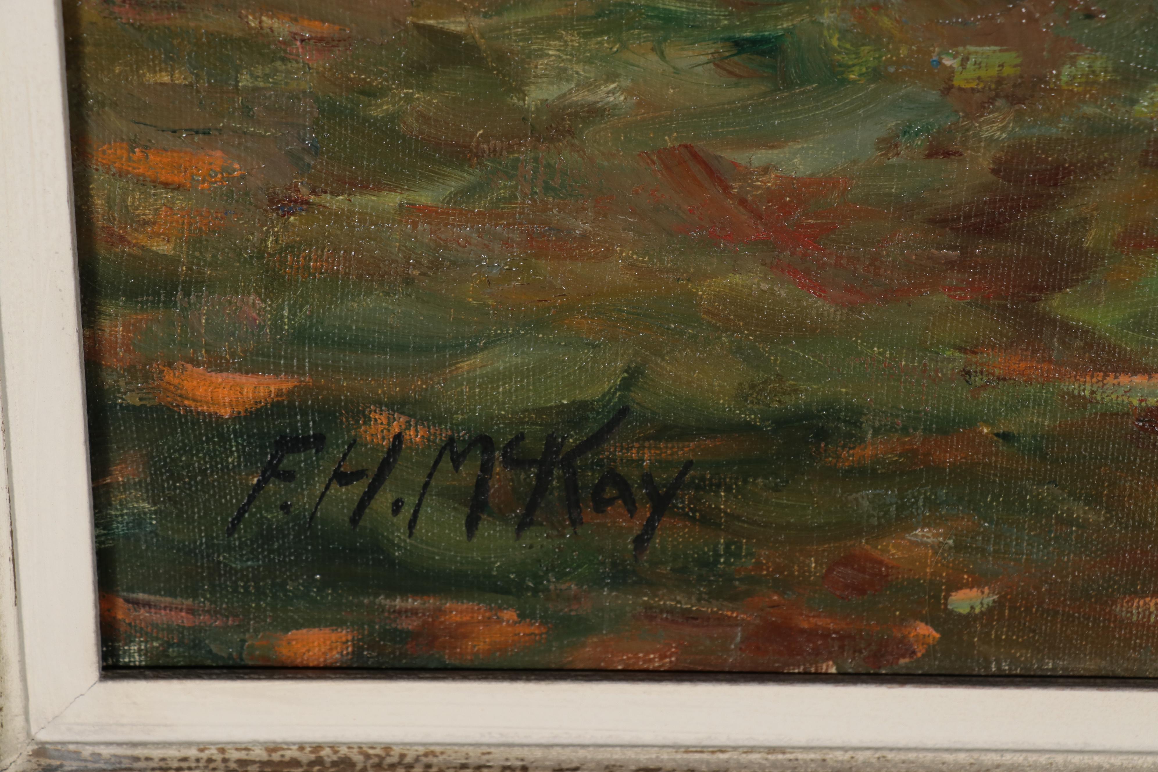 F. H. McKay Coastal Town Oil Painting "Autumn in the Village"