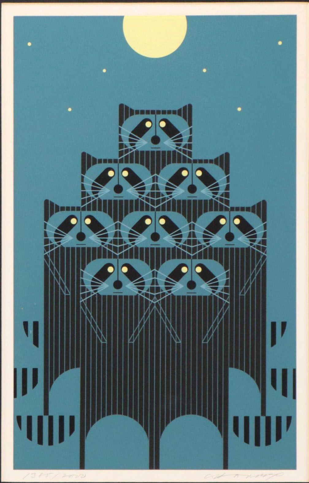 Charley Harper Serigraph "Raccpack," 1975