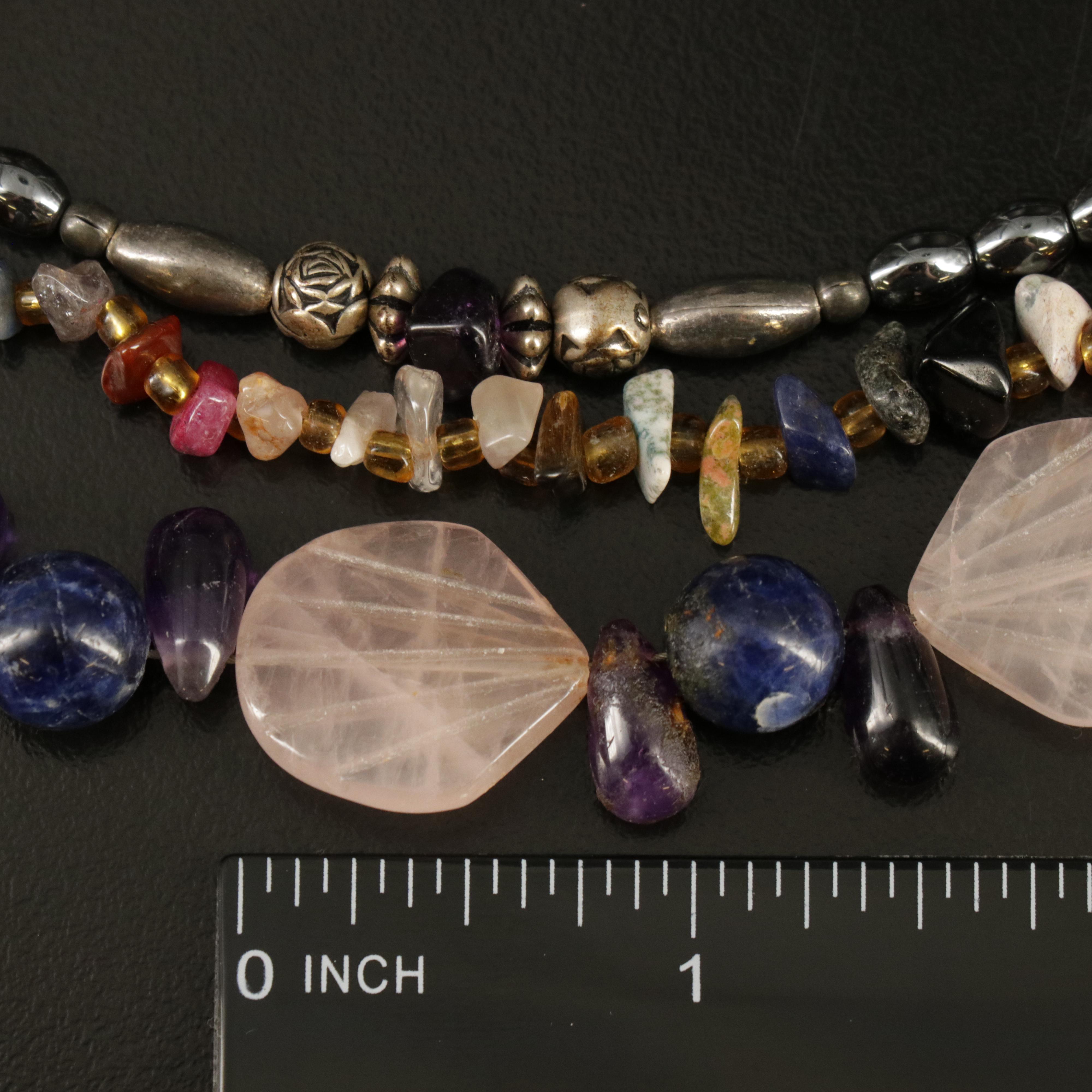 Necklaces and Bracelets Including Sterling, Tiger's Eye, Garnet and Peridot