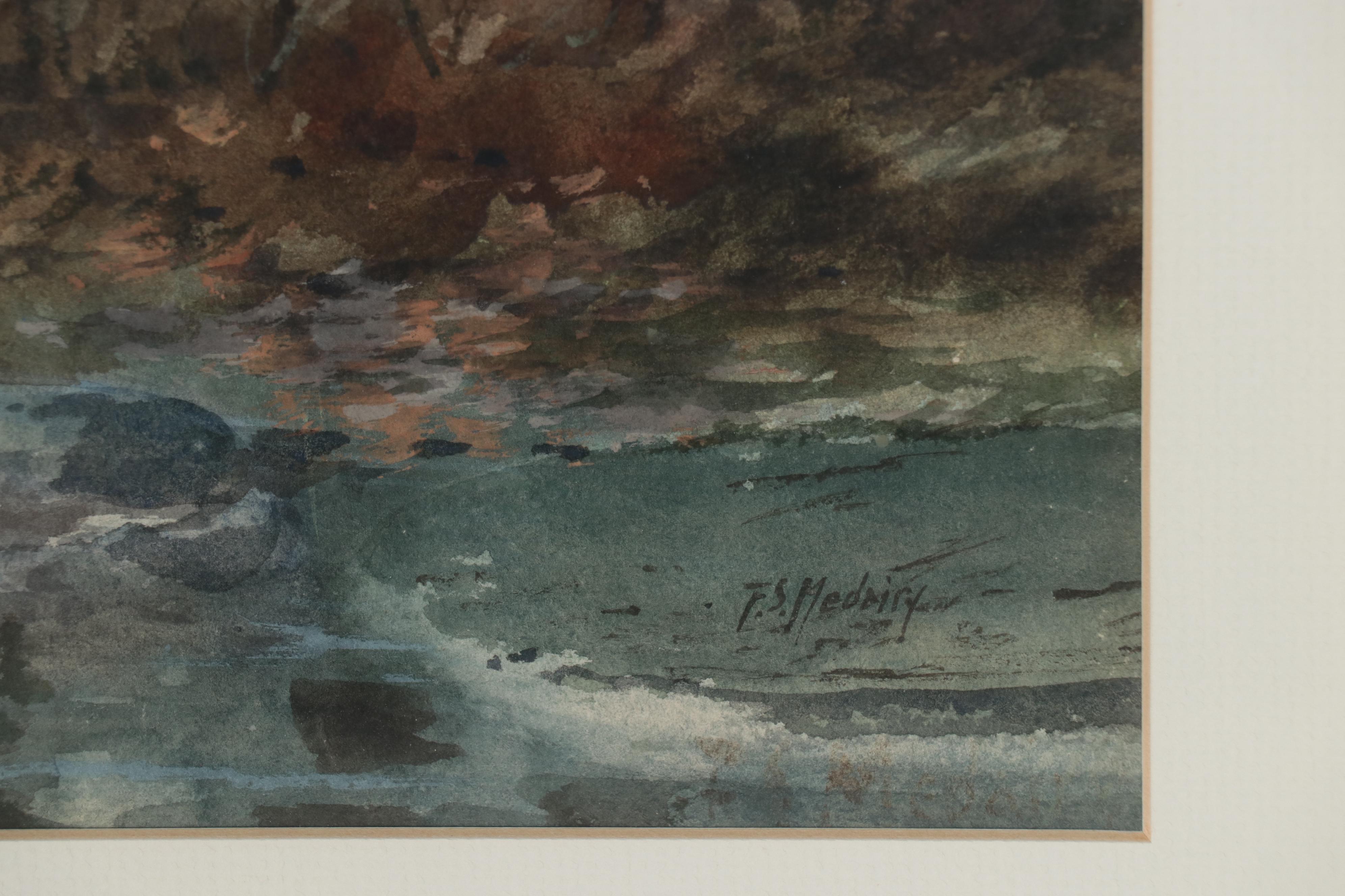 Francis Stayman Medairy Watercolor Painting of Pastoral Landscape with Cows