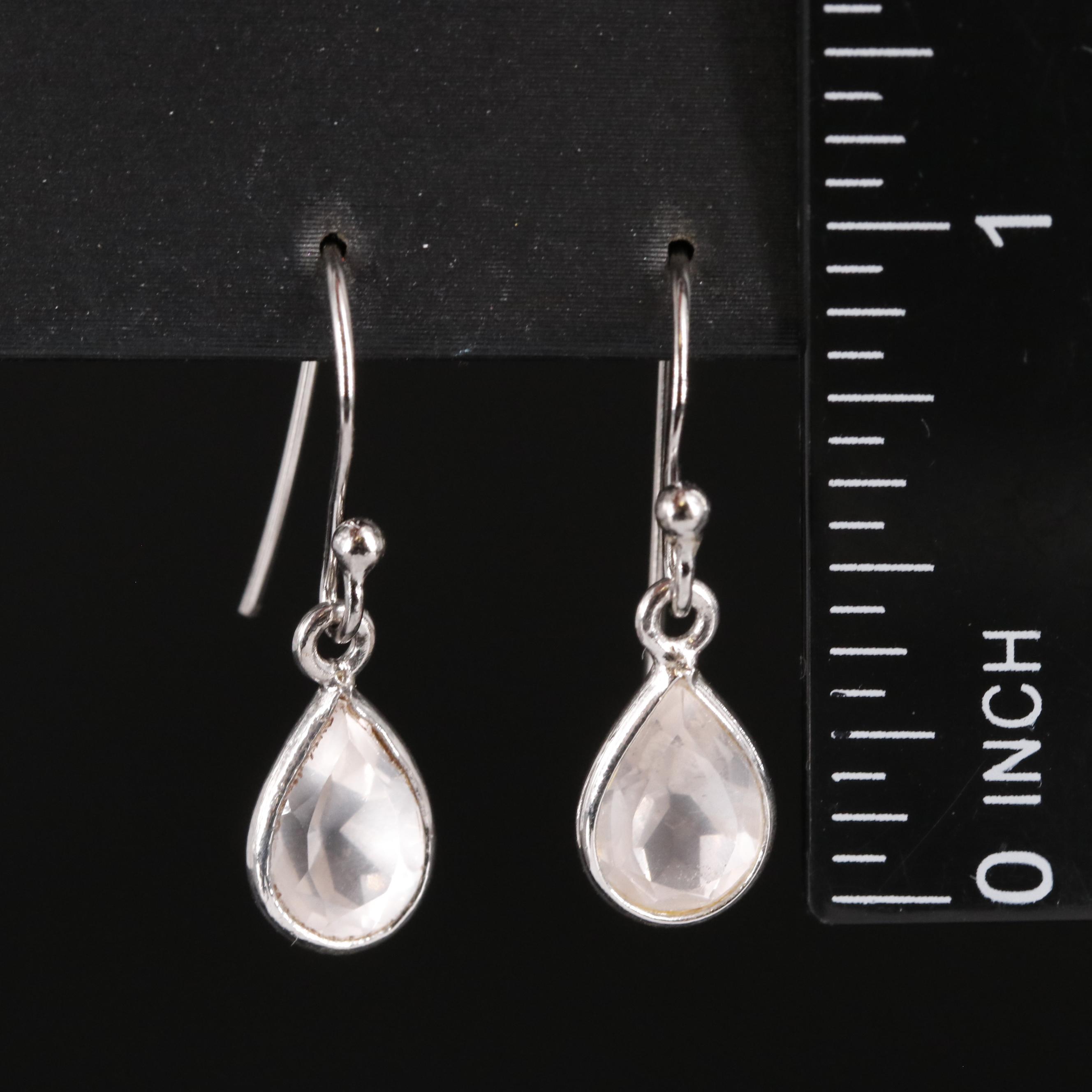 Sterling Rose Quartz Dangle Earrings