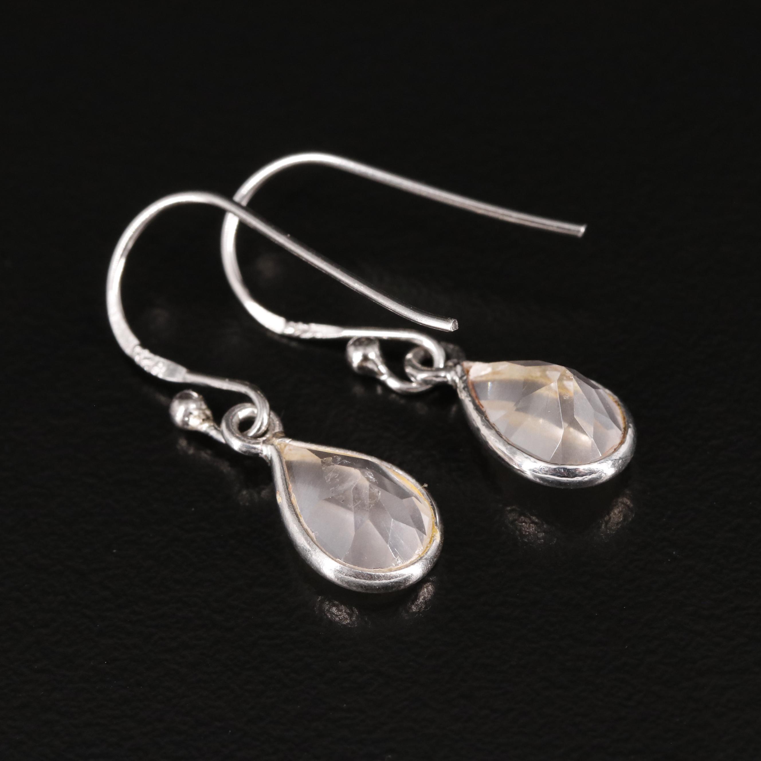 Sterling Rose Quartz Dangle Earrings