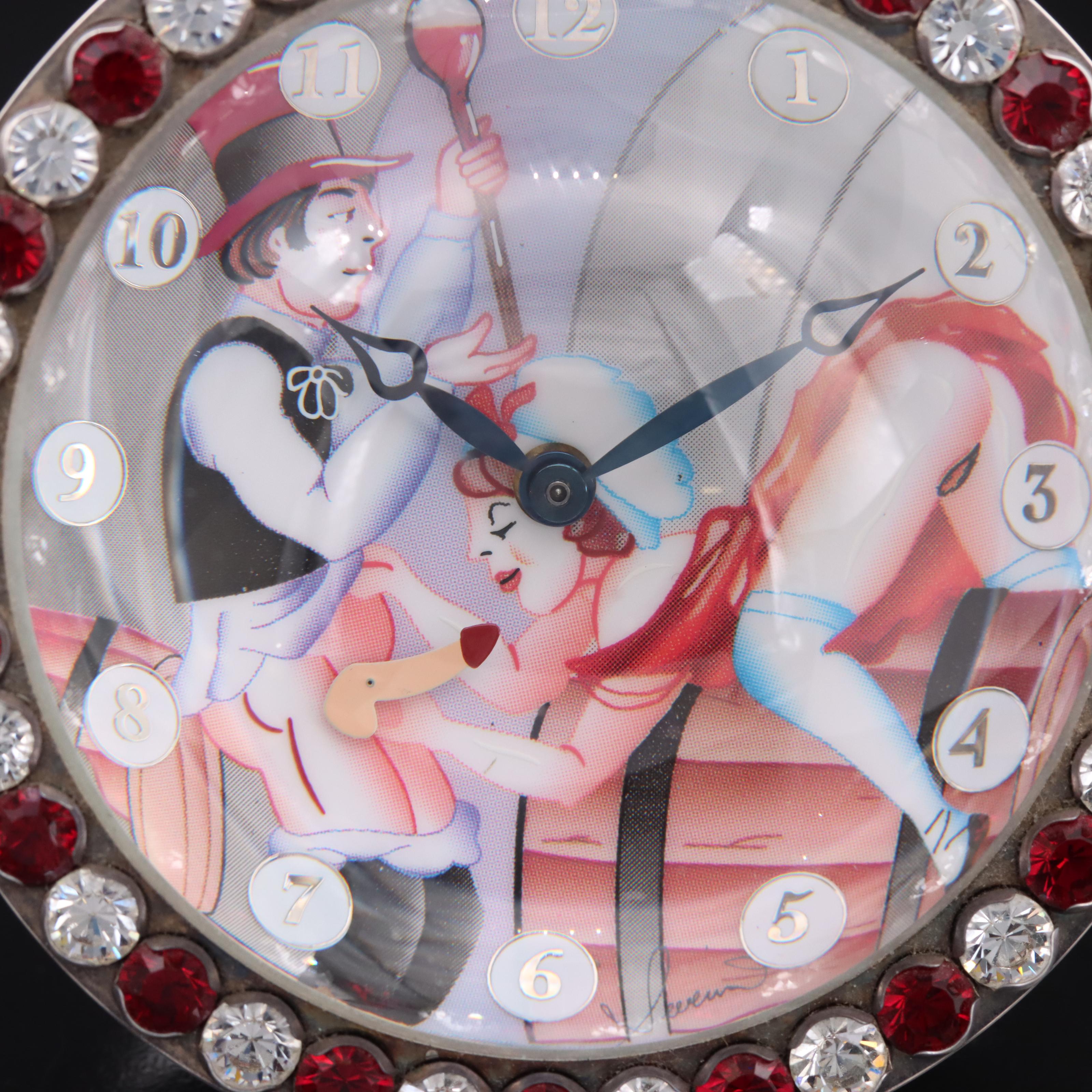 Corum "Hours of Love" Animated Erotic Sterling Silver Table Watch