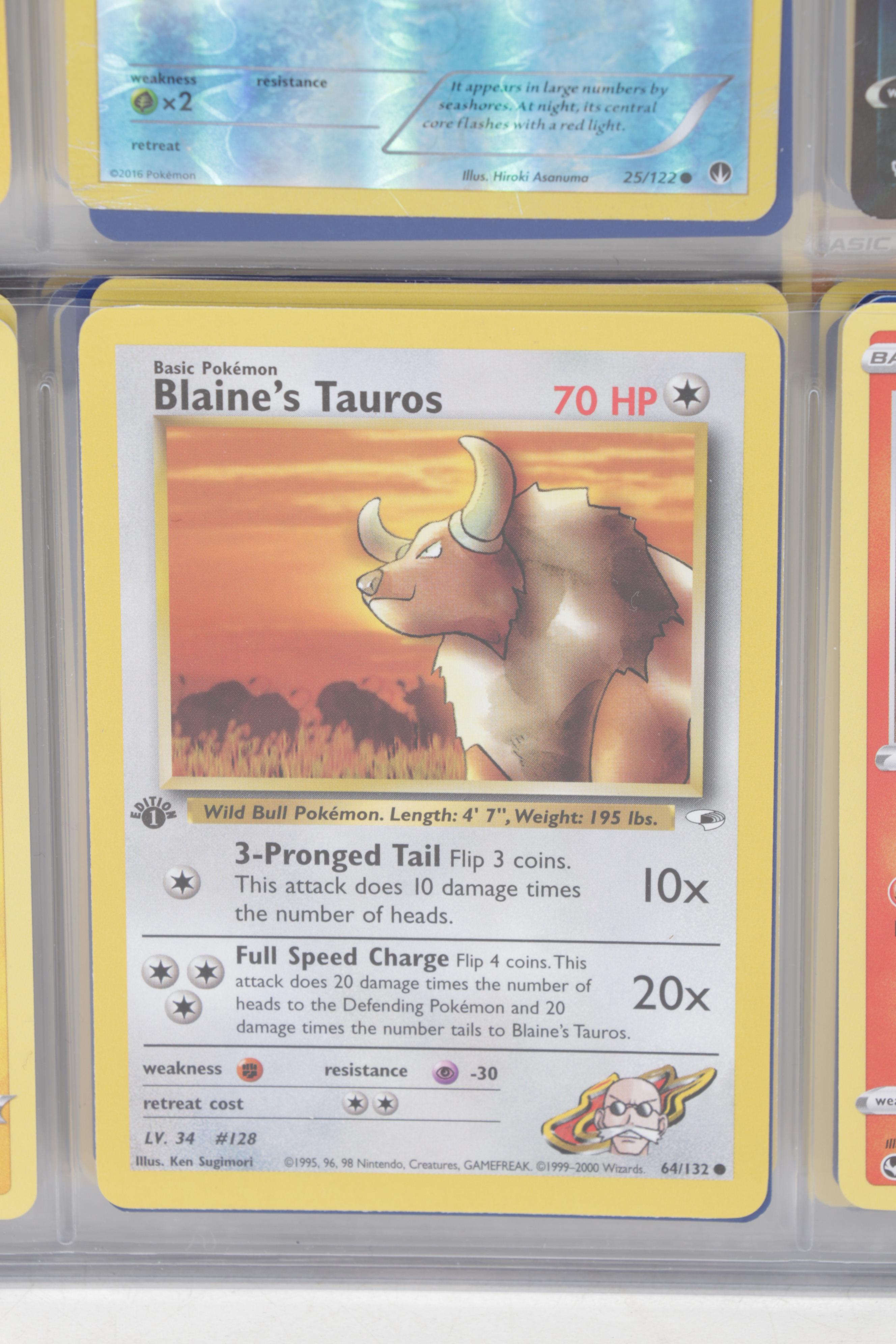 Pokémon Trading Cards Including First Edition Blaine's Tauros and Dark Primeape