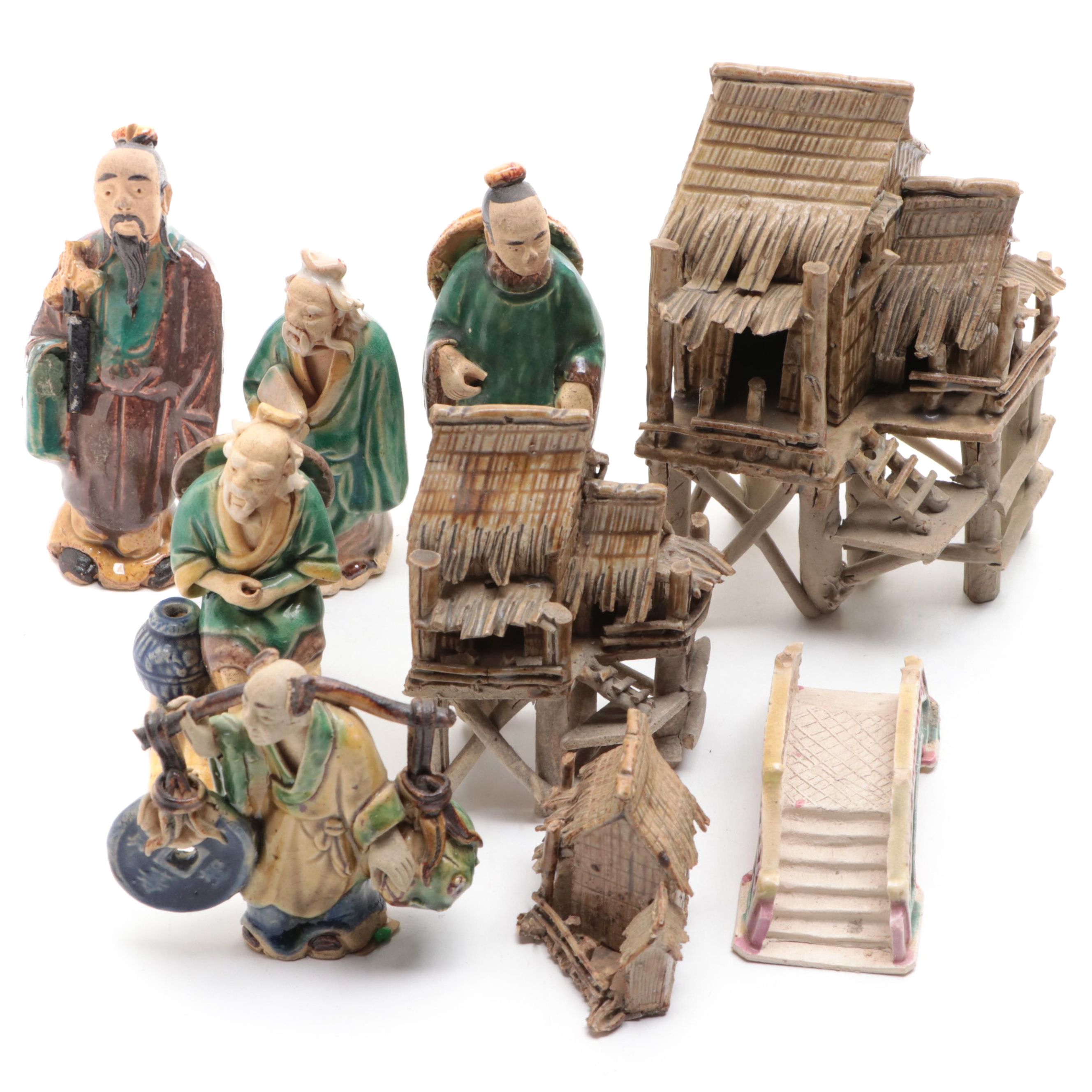 Chinese Shiwan Ware Figurines, Late 20th Century