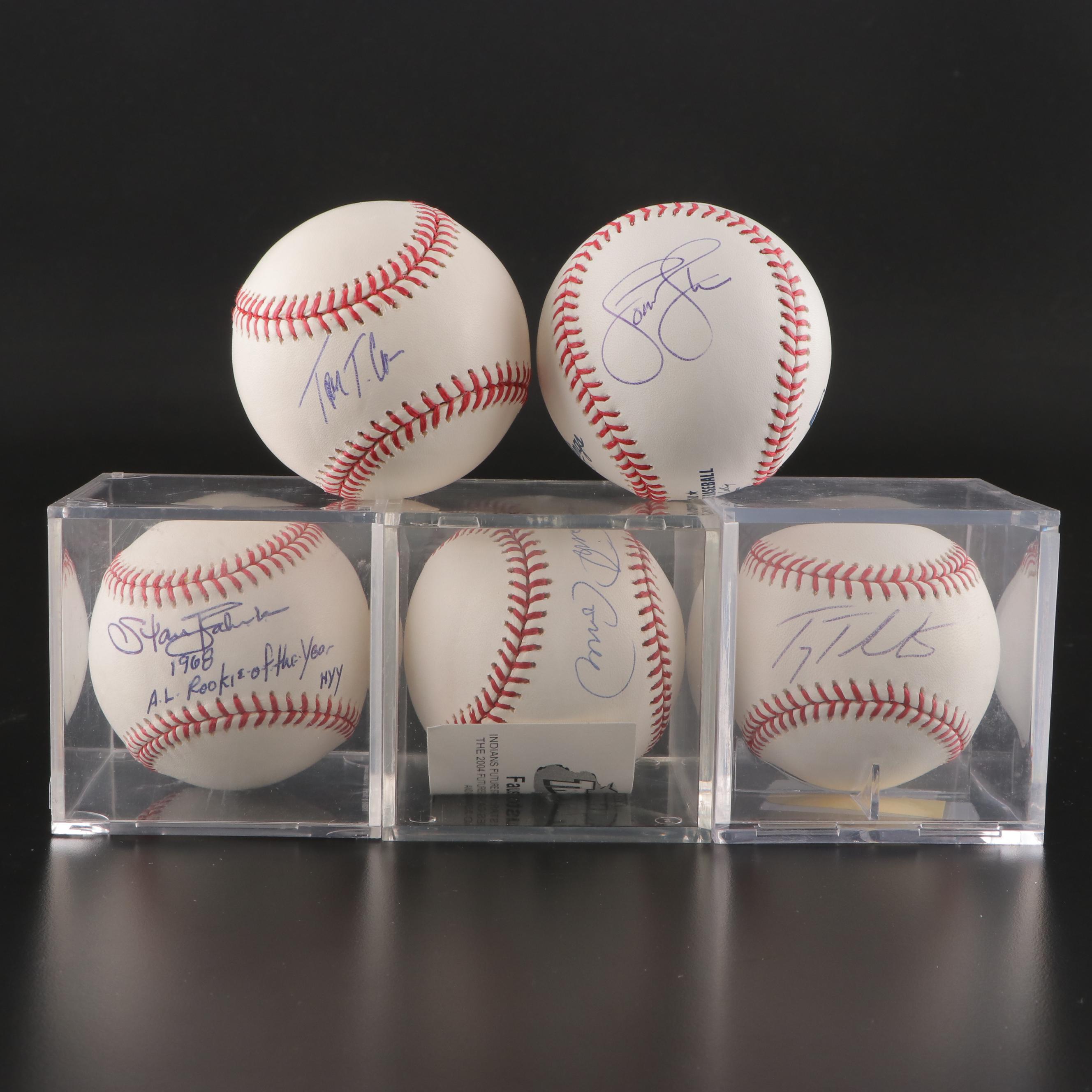 Tulowitzki, Bahnsen, Hernández, Gordon, Crowe Yankees, Indians Signed Baseballs