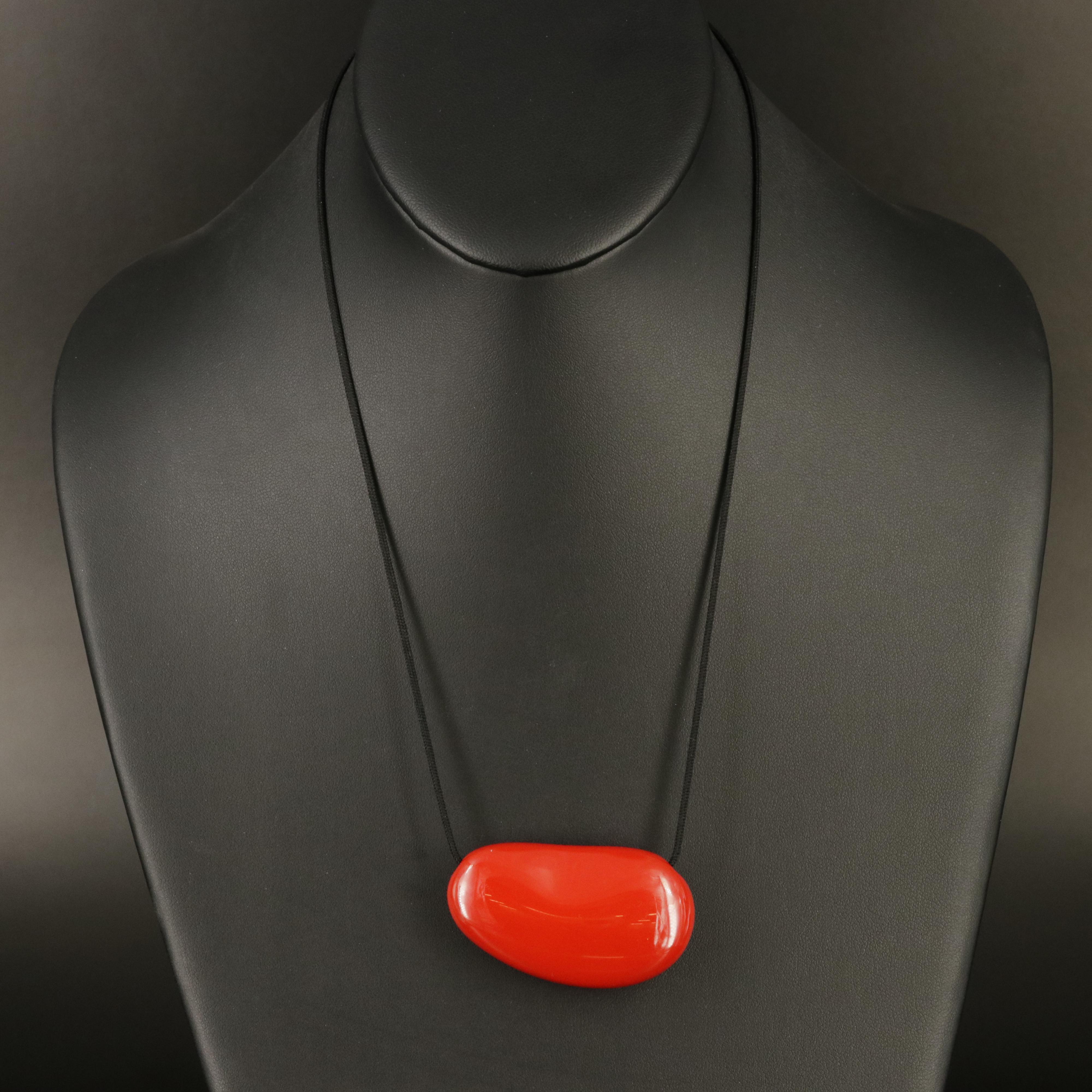 Elsa Peretti for Tiffany & Co. Lacquer Over Japanese Hardwood Bean Necklace