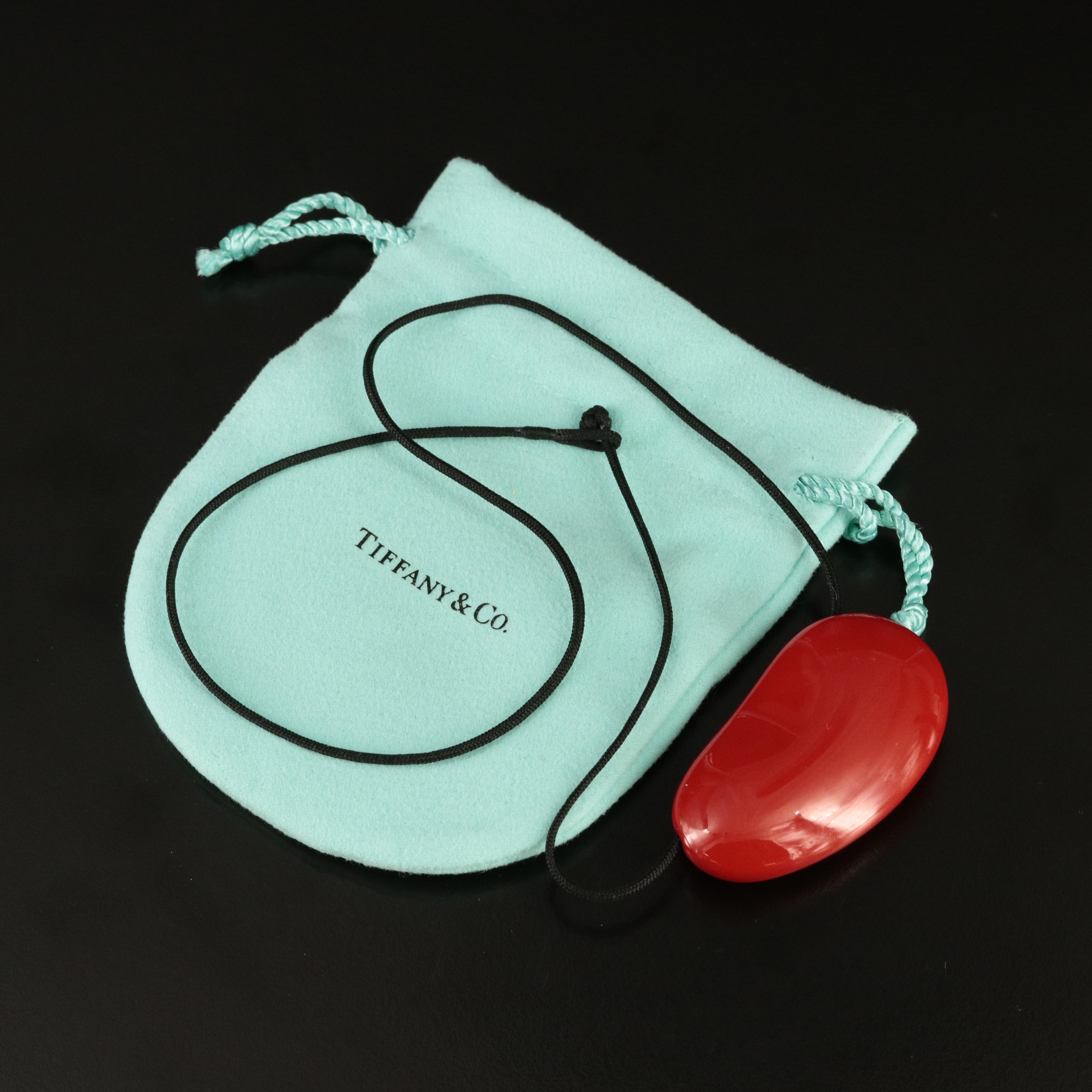 Elsa Peretti for Tiffany & Co. Lacquer Over Japanese Hardwood Bean Necklace