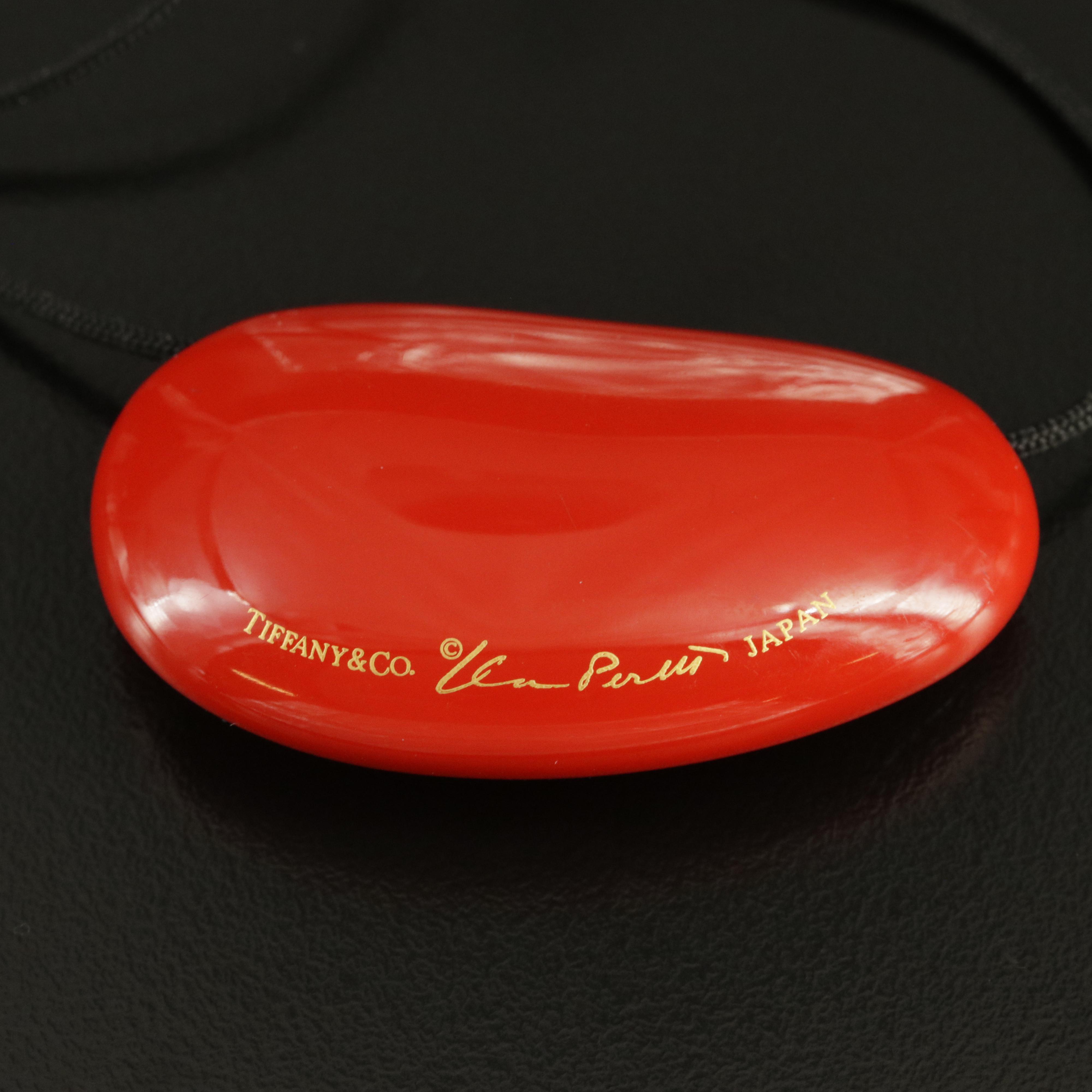 Elsa Peretti for Tiffany & Co. Lacquer Over Japanese Hardwood Bean Necklace