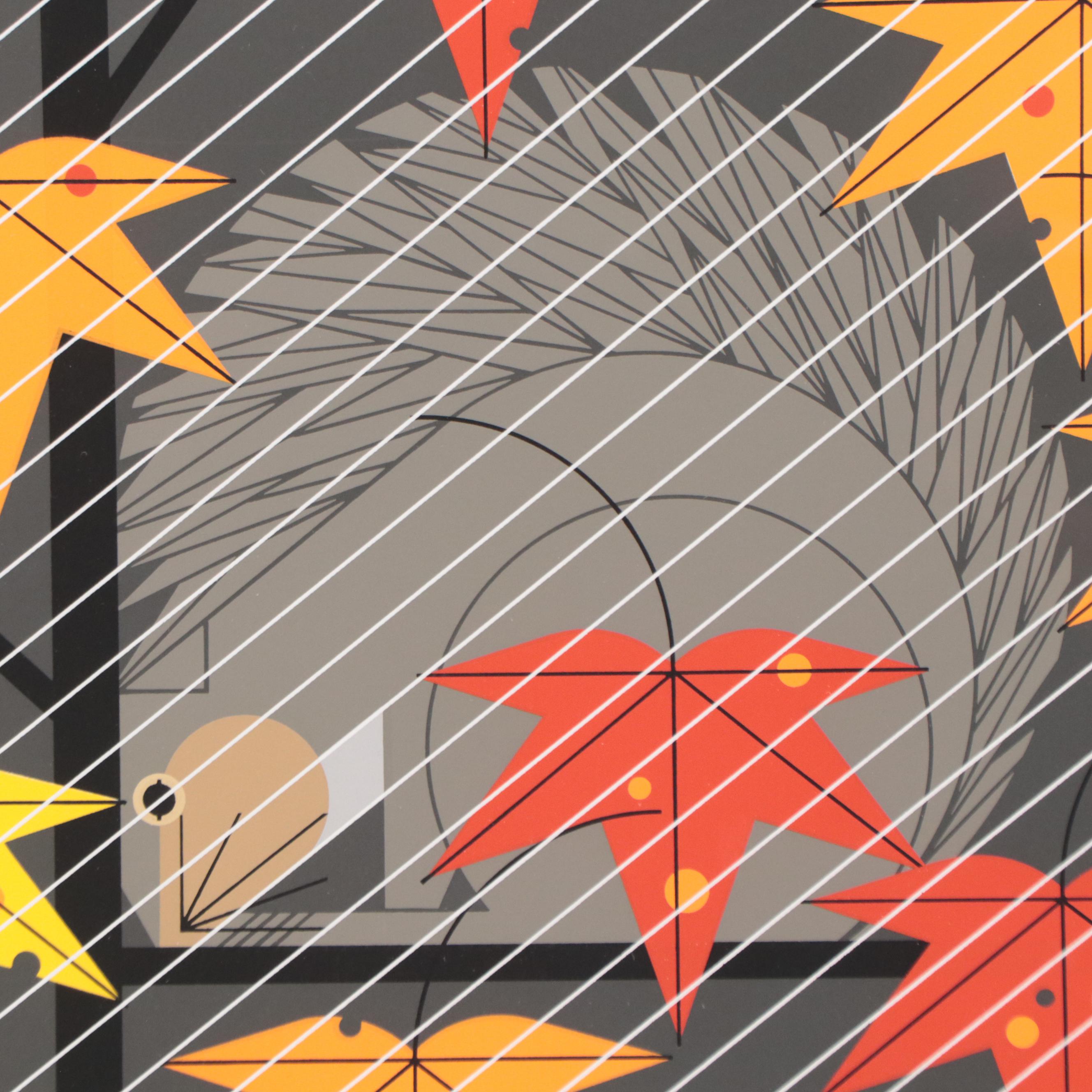 Charley Harper Serigraph "Squirrel in a Squall," 1983