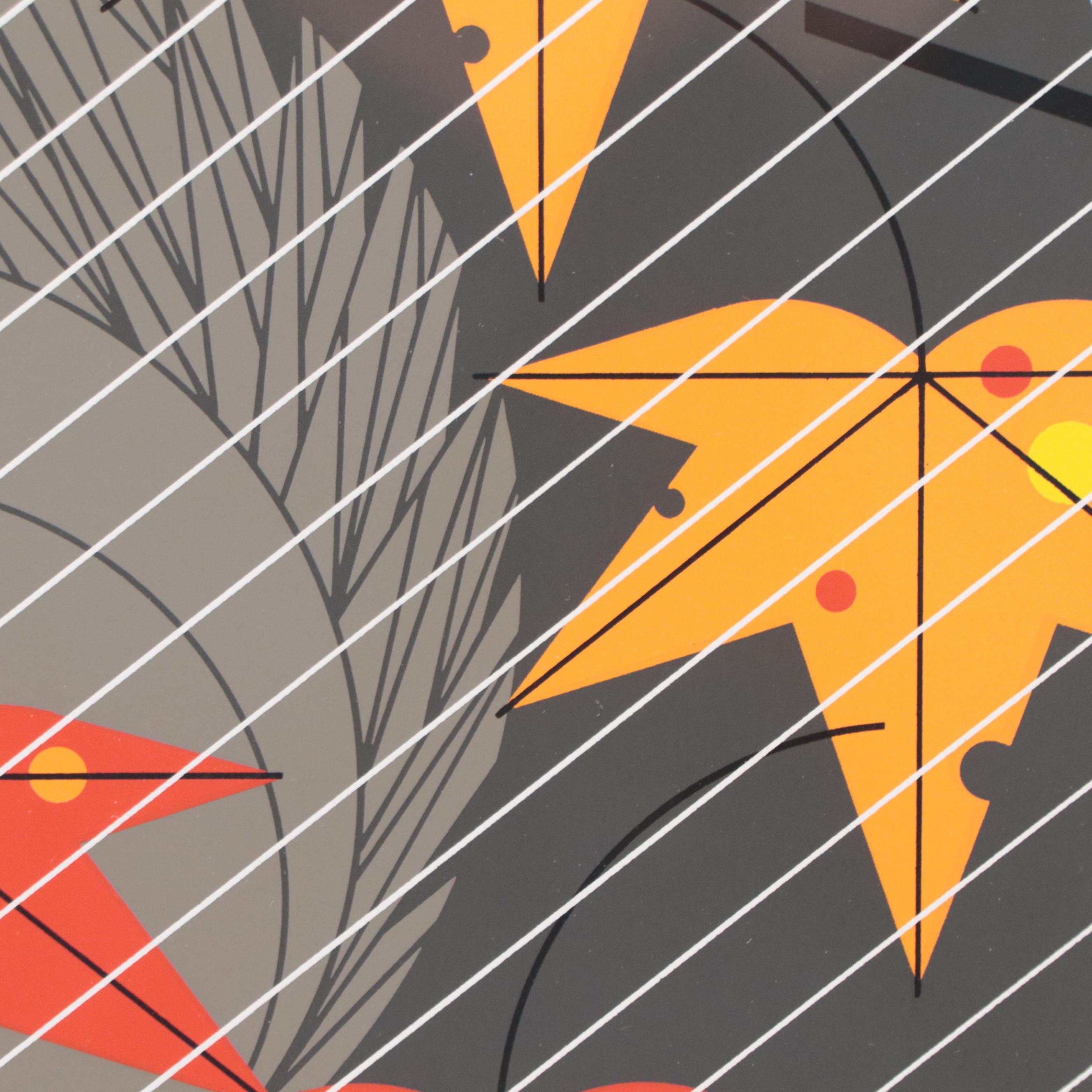 Charley Harper Serigraph "Squirrel in a Squall," 1983