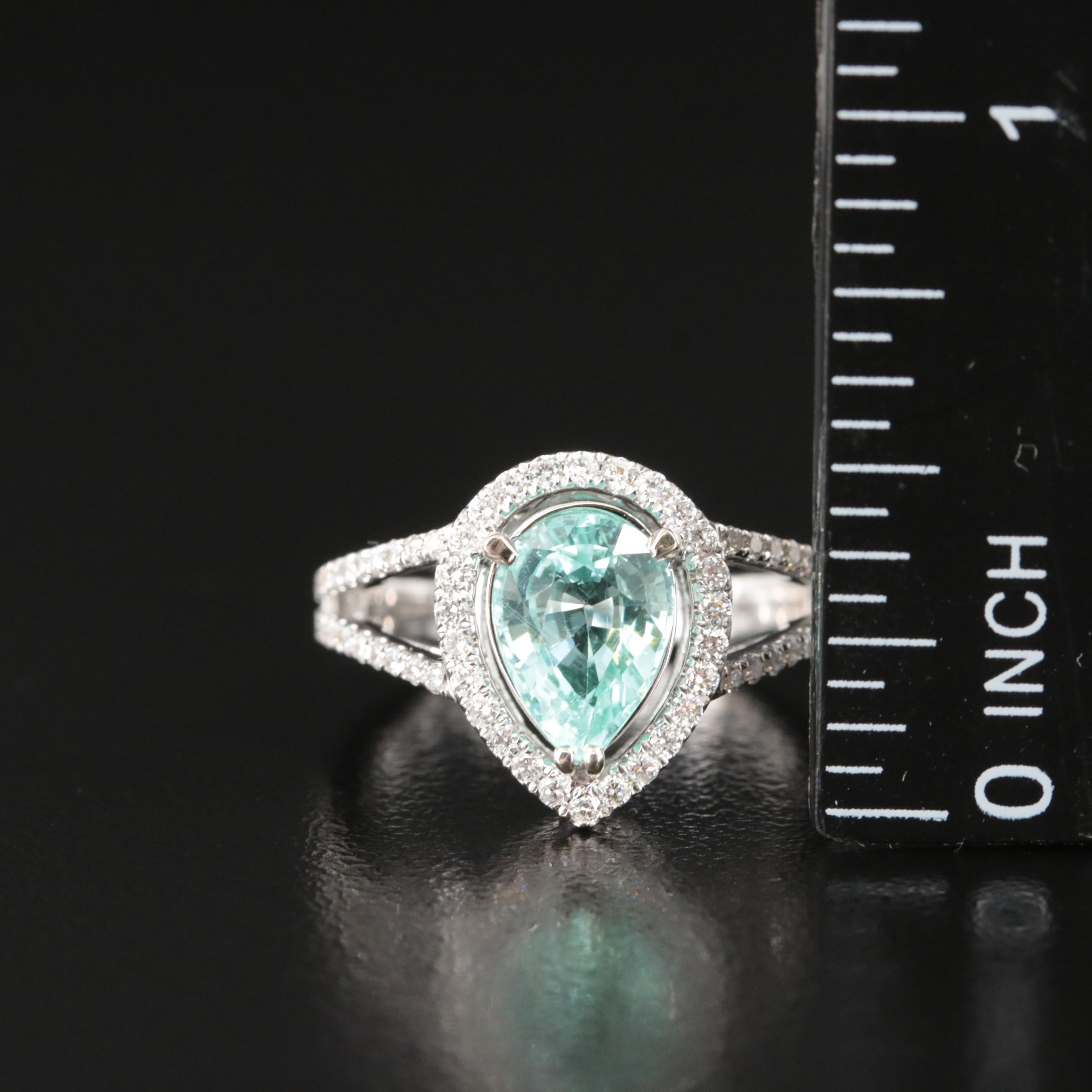 14K 1.62 CT Paraiba Tourmaline and Diamond Ring