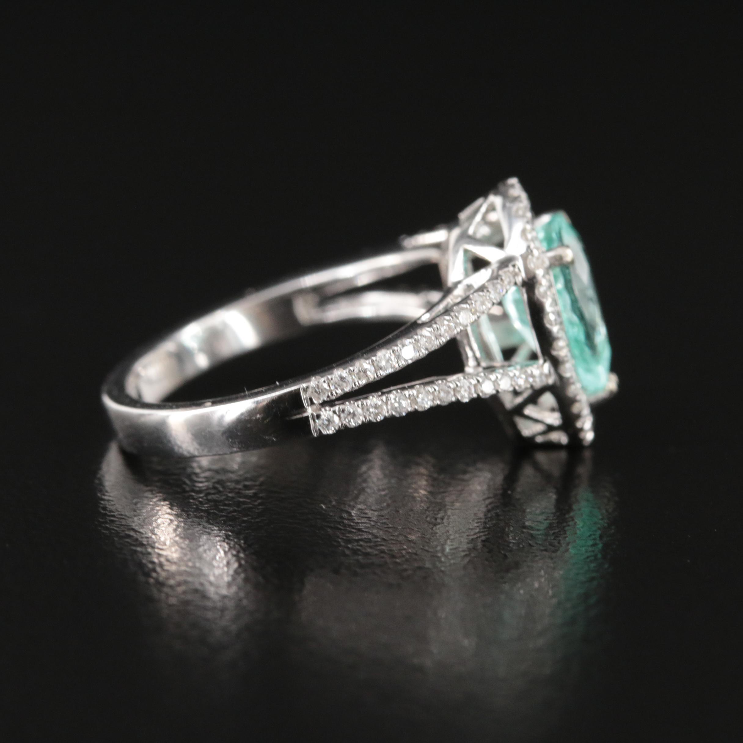14K 1.62 CT Paraiba Tourmaline and Diamond Ring