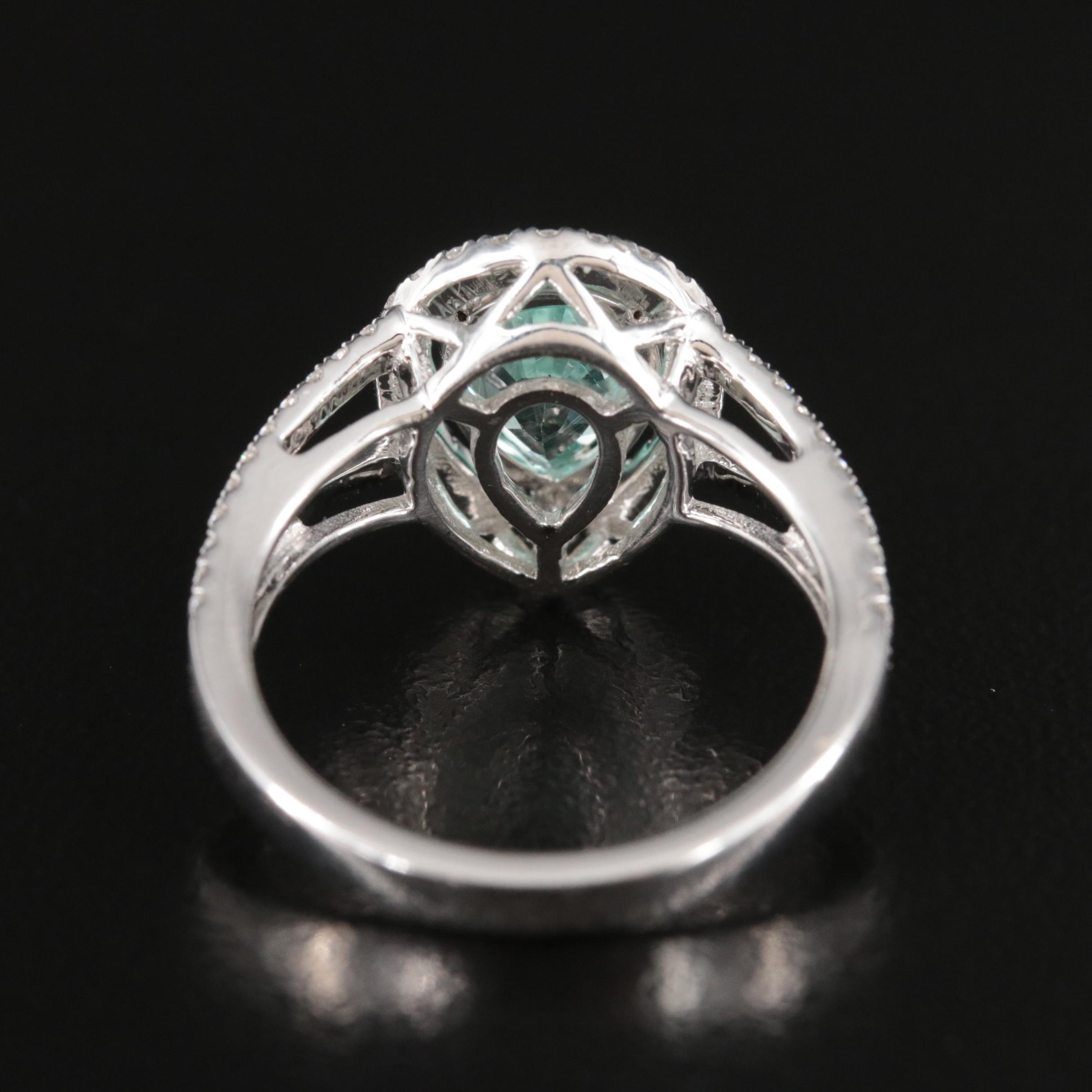 14K 1.62 CT Paraiba Tourmaline and Diamond Ring