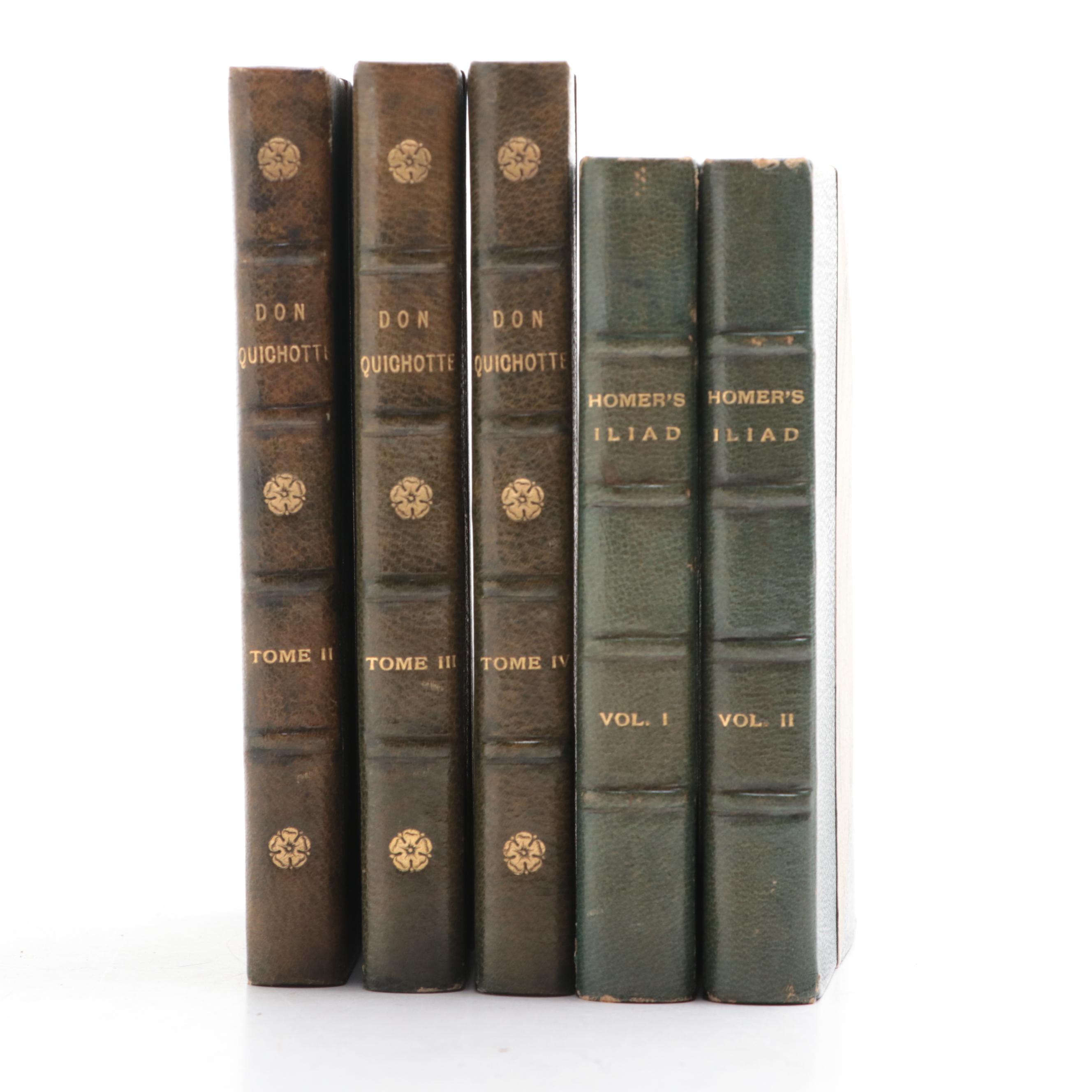 "The Iliad" by Homer with French "Don Quichotte" Partial Set by Cervantes