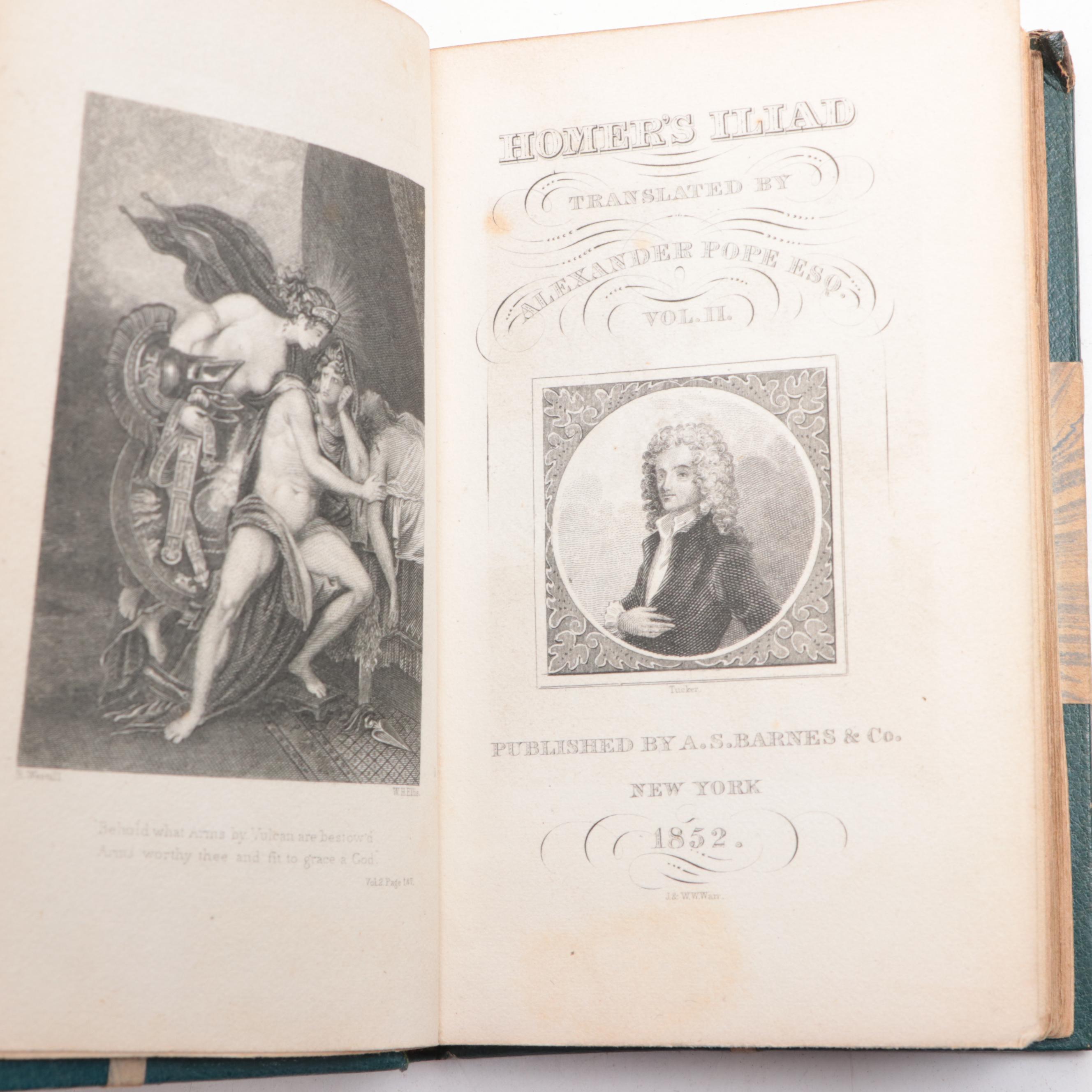 "The Iliad" by Homer with French "Don Quichotte" Partial Set by Cervantes