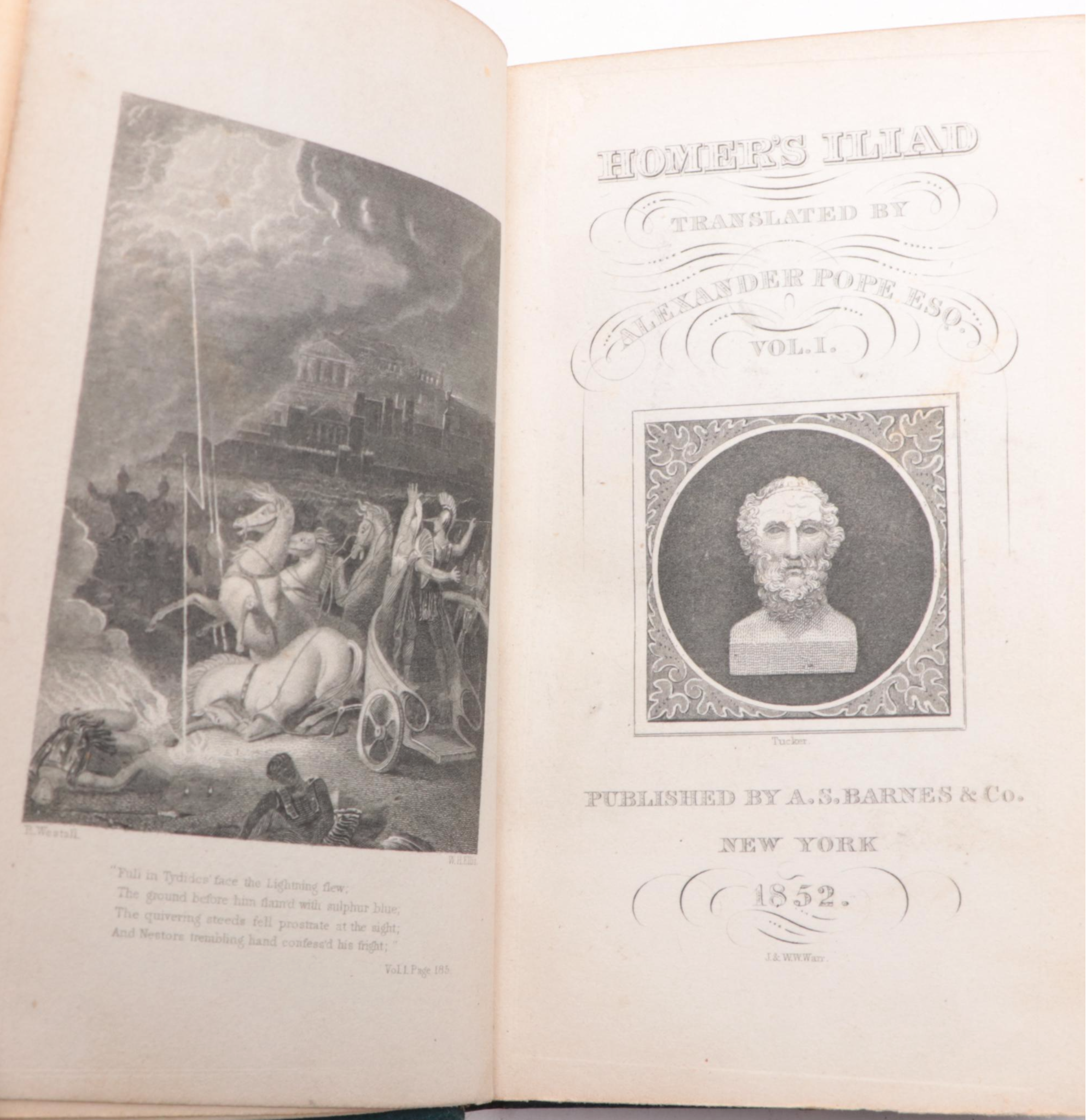 "The Iliad" by Homer with French "Don Quichotte" Partial Set by Cervantes