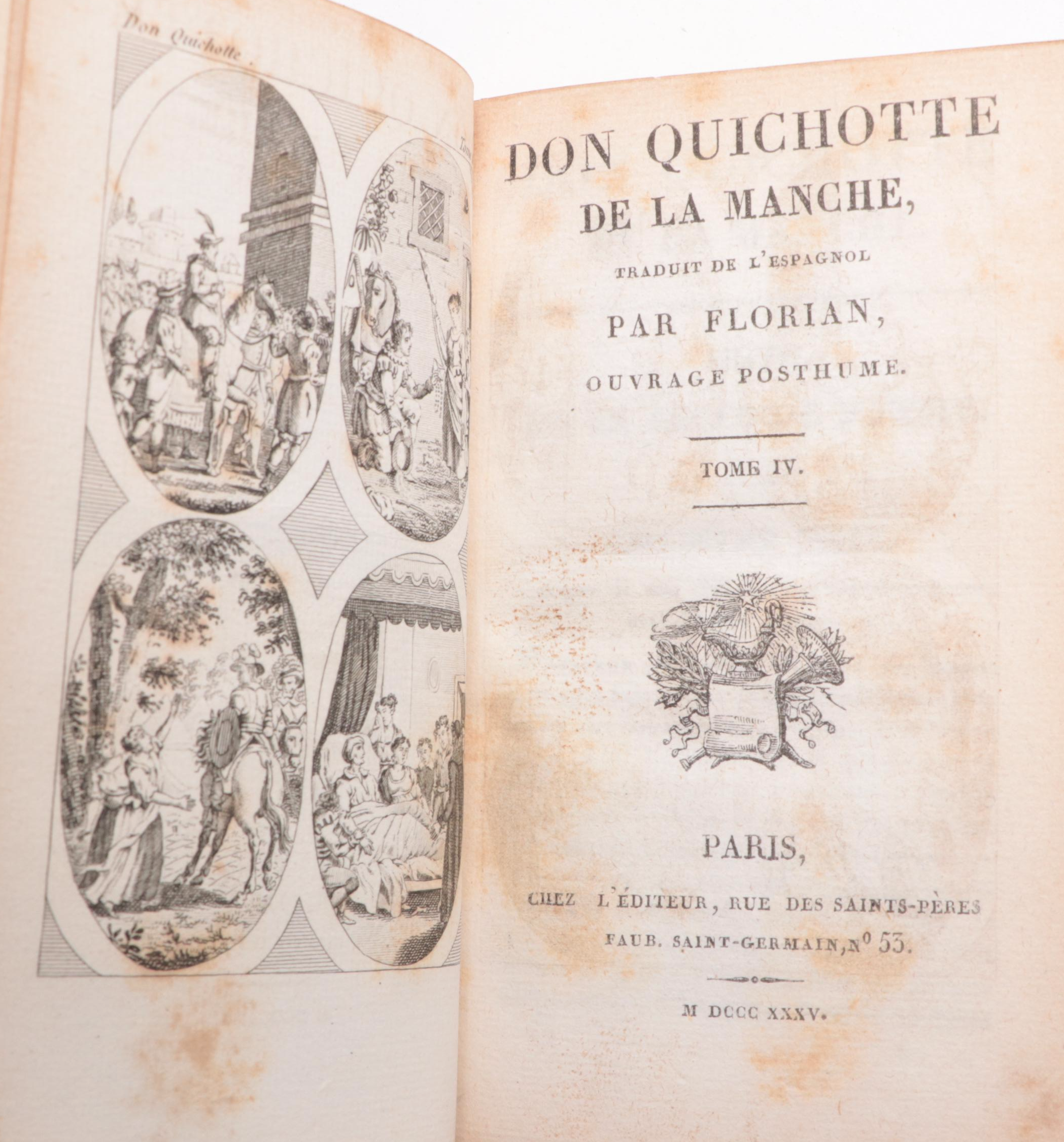 "The Iliad" by Homer with French "Don Quichotte" Partial Set by Cervantes