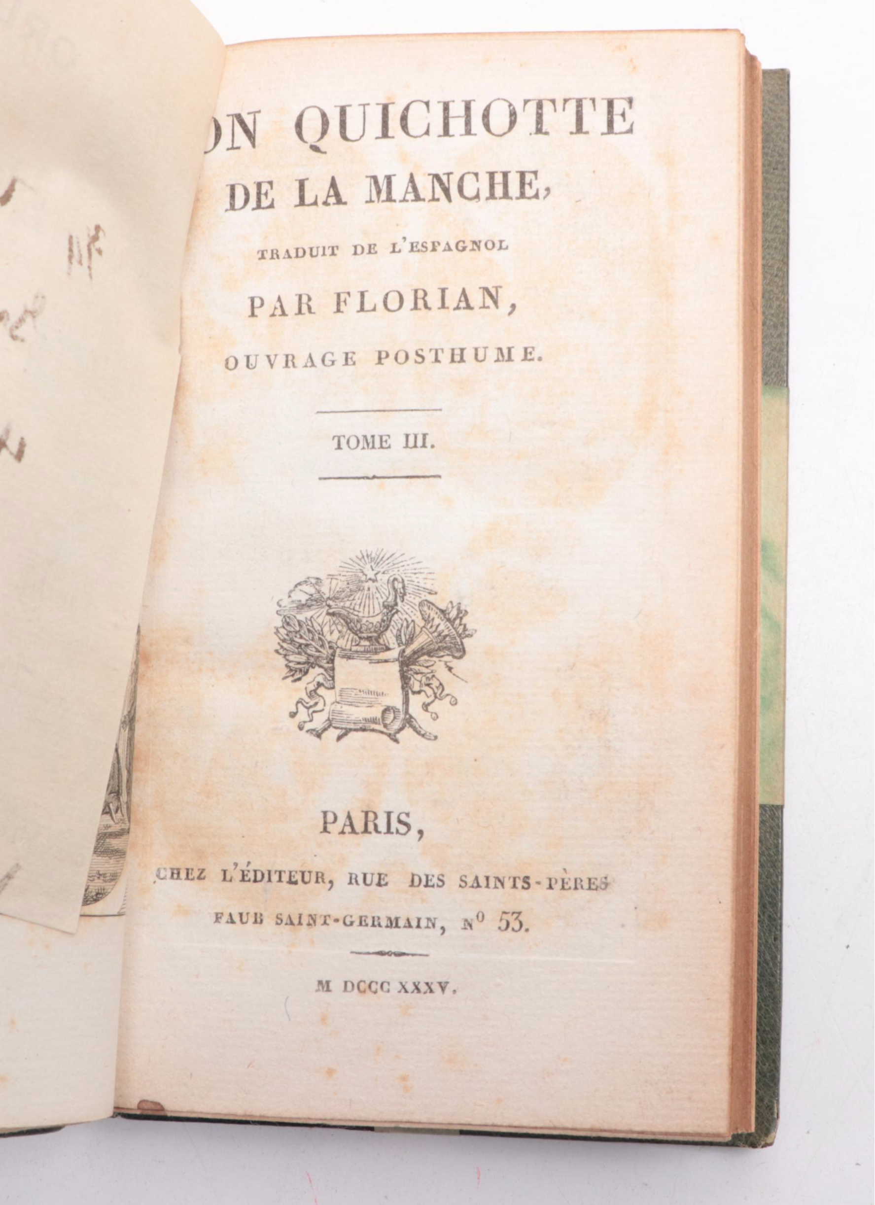 "The Iliad" by Homer with French "Don Quichotte" Partial Set by Cervantes