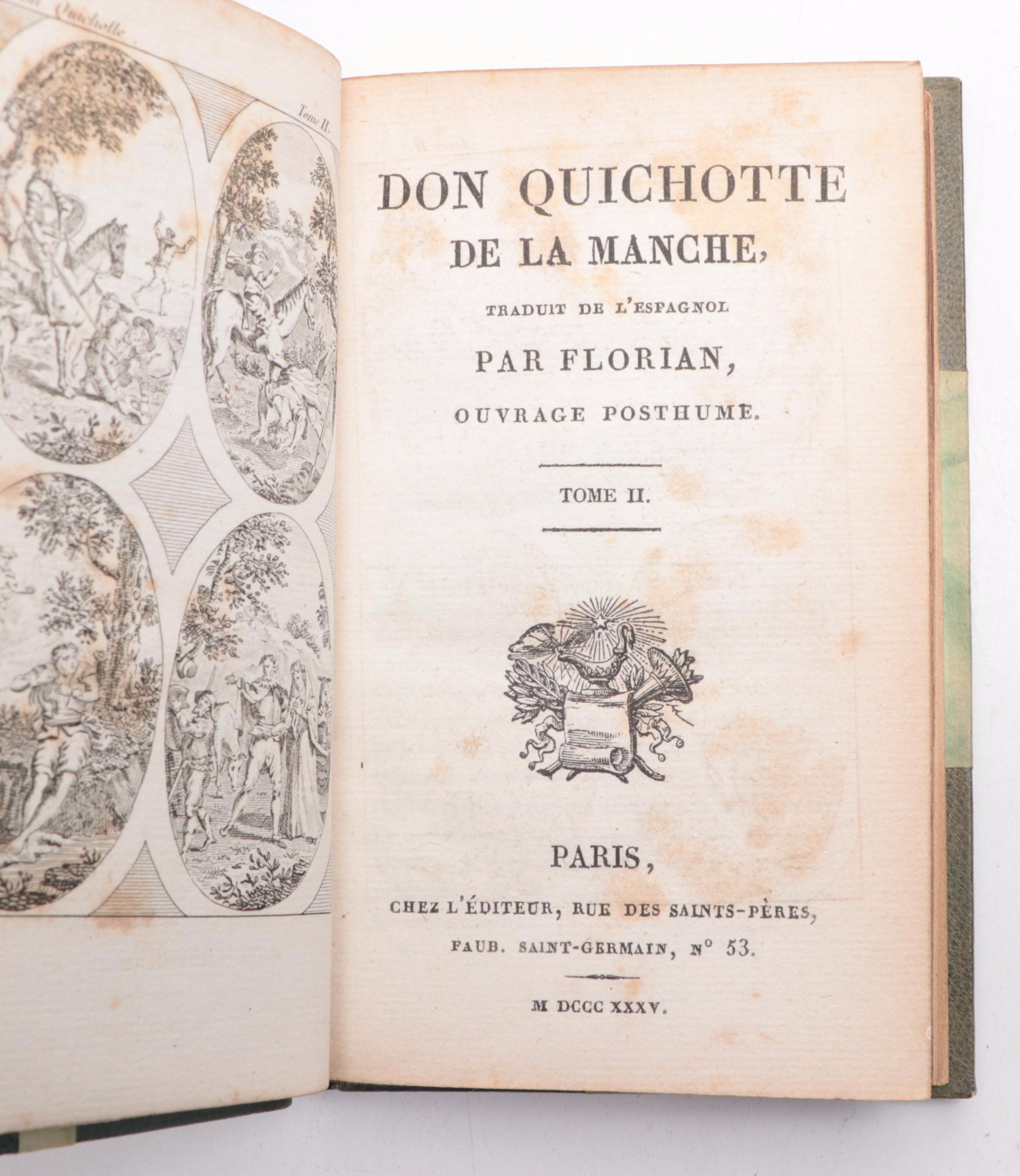 "The Iliad" by Homer with French "Don Quichotte" Partial Set by Cervantes