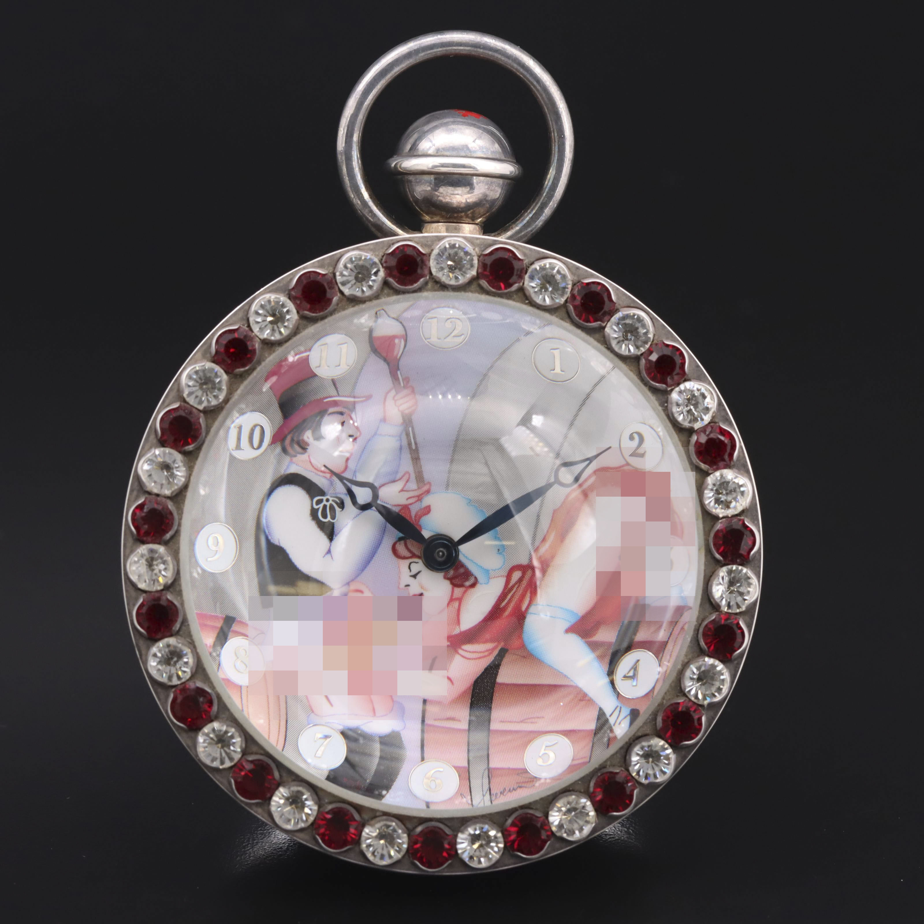 Corum "Hours of Love" Animated Erotic Sterling Silver Table Watch