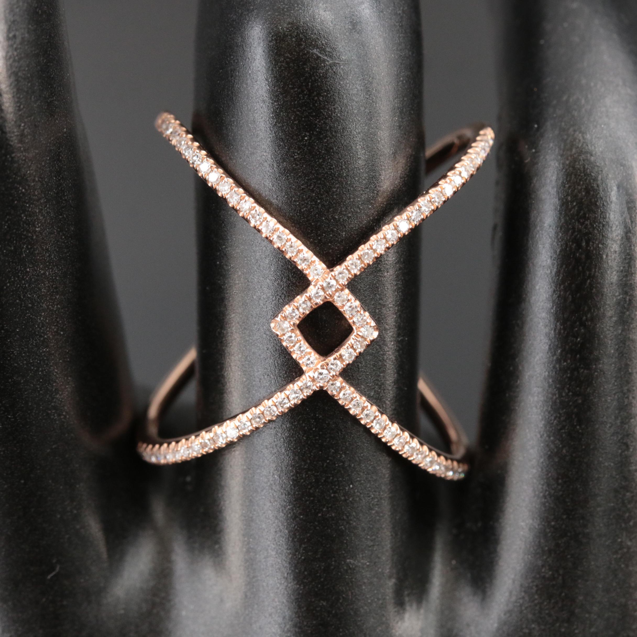 Contemporary 14K Rose Gold 0.20 CTW Diamond Geometric Ring