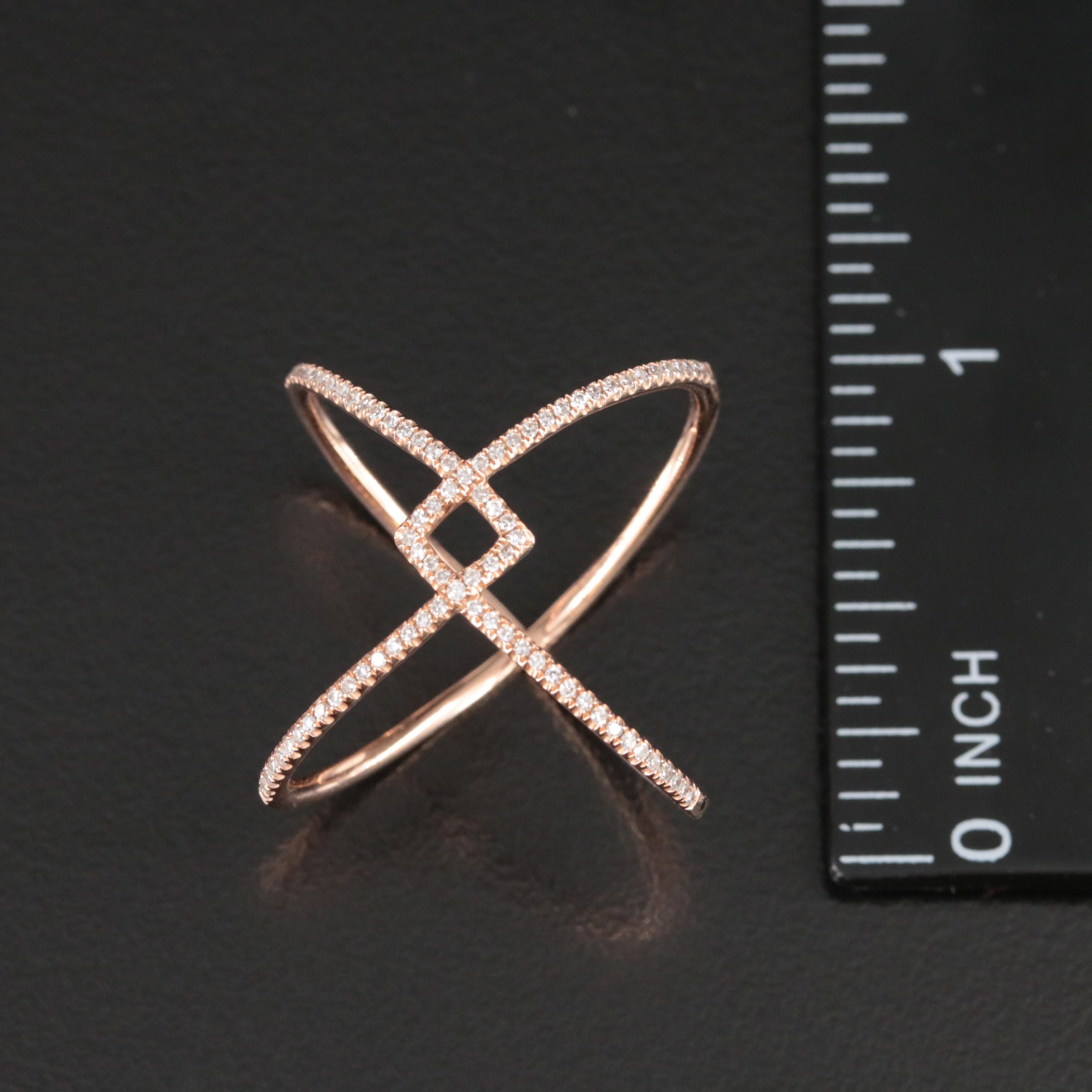 Contemporary 14K Rose Gold 0.20 CTW Diamond Geometric Ring
