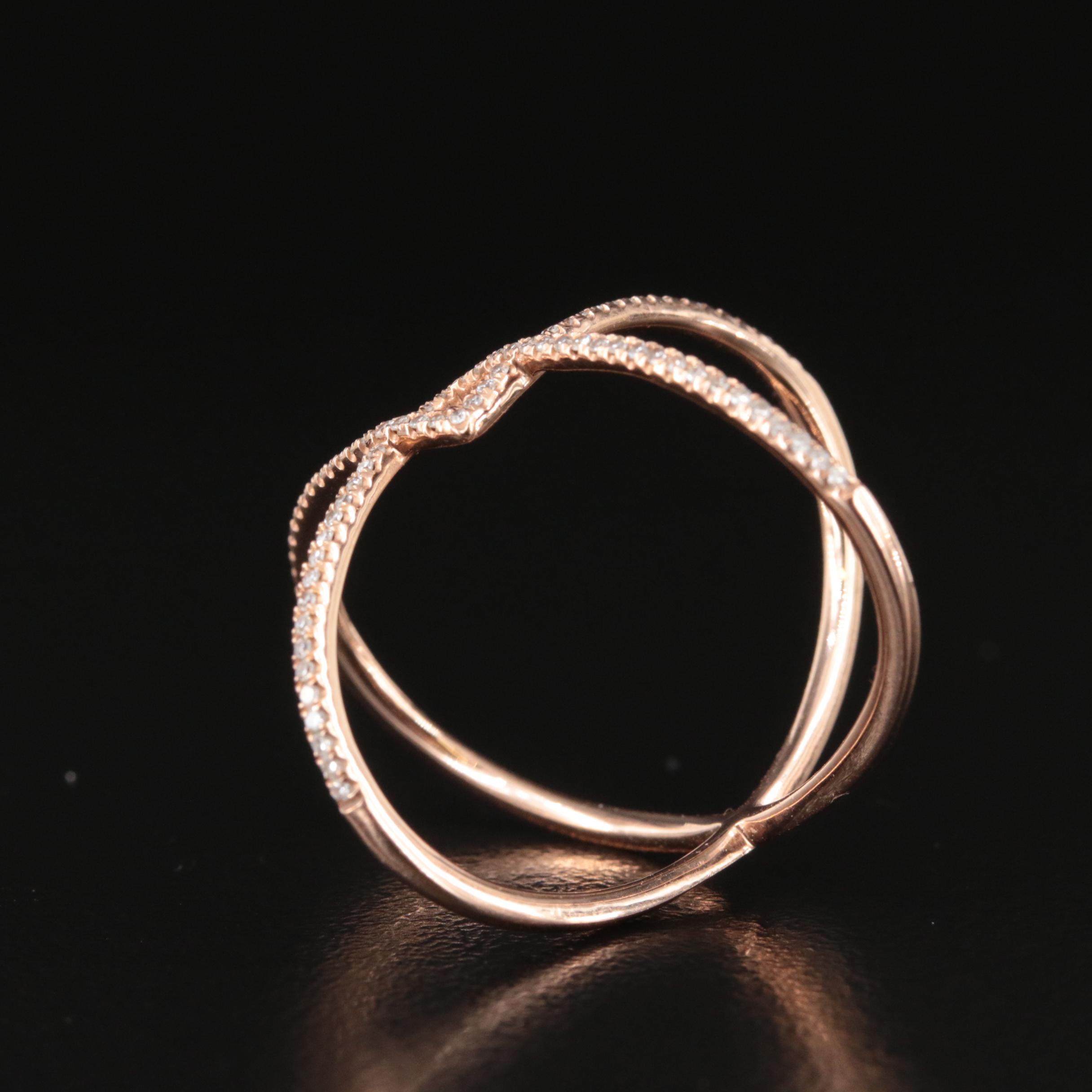 Contemporary 14K Rose Gold 0.20 CTW Diamond Geometric Ring