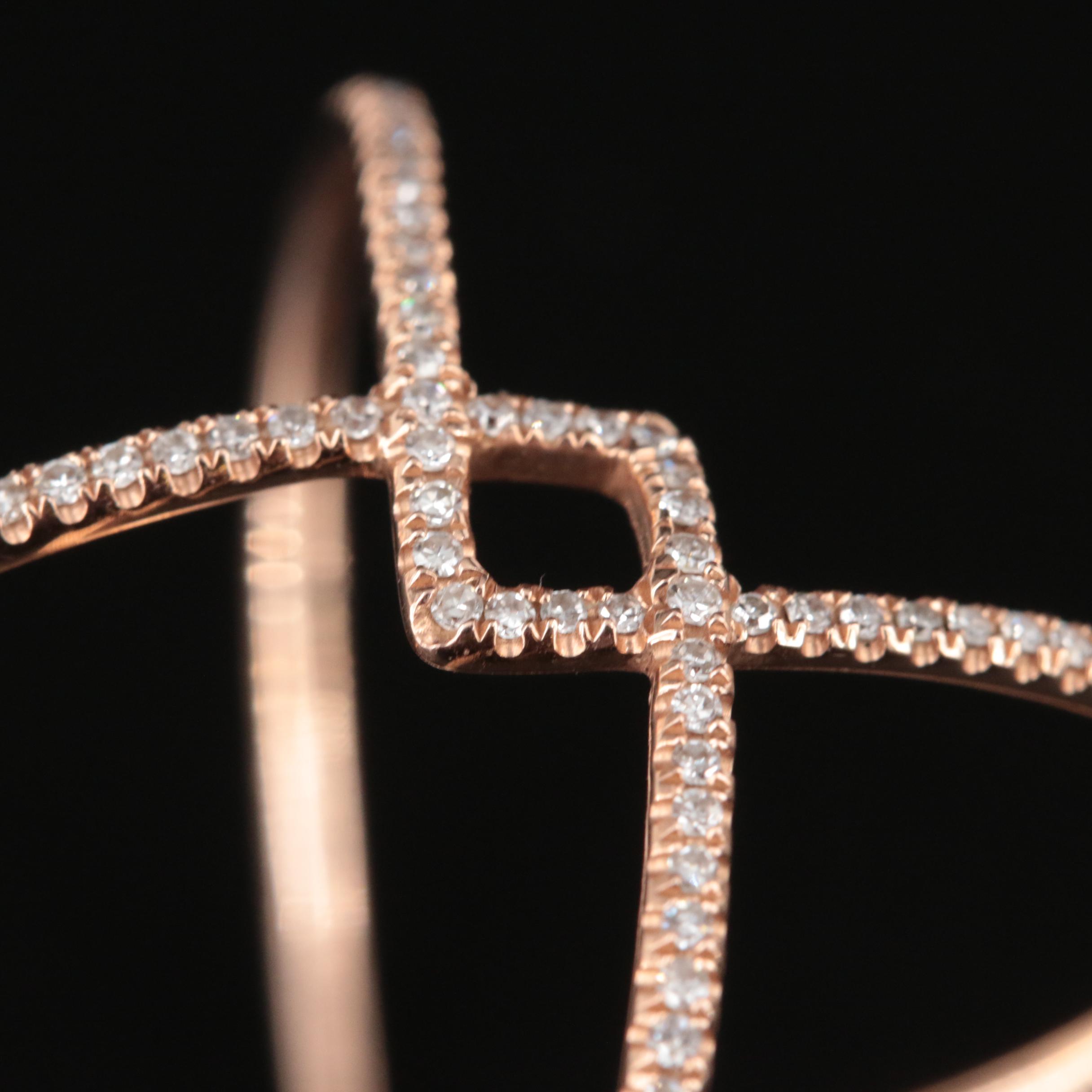 Contemporary 14K Rose Gold 0.20 CTW Diamond Geometric Ring