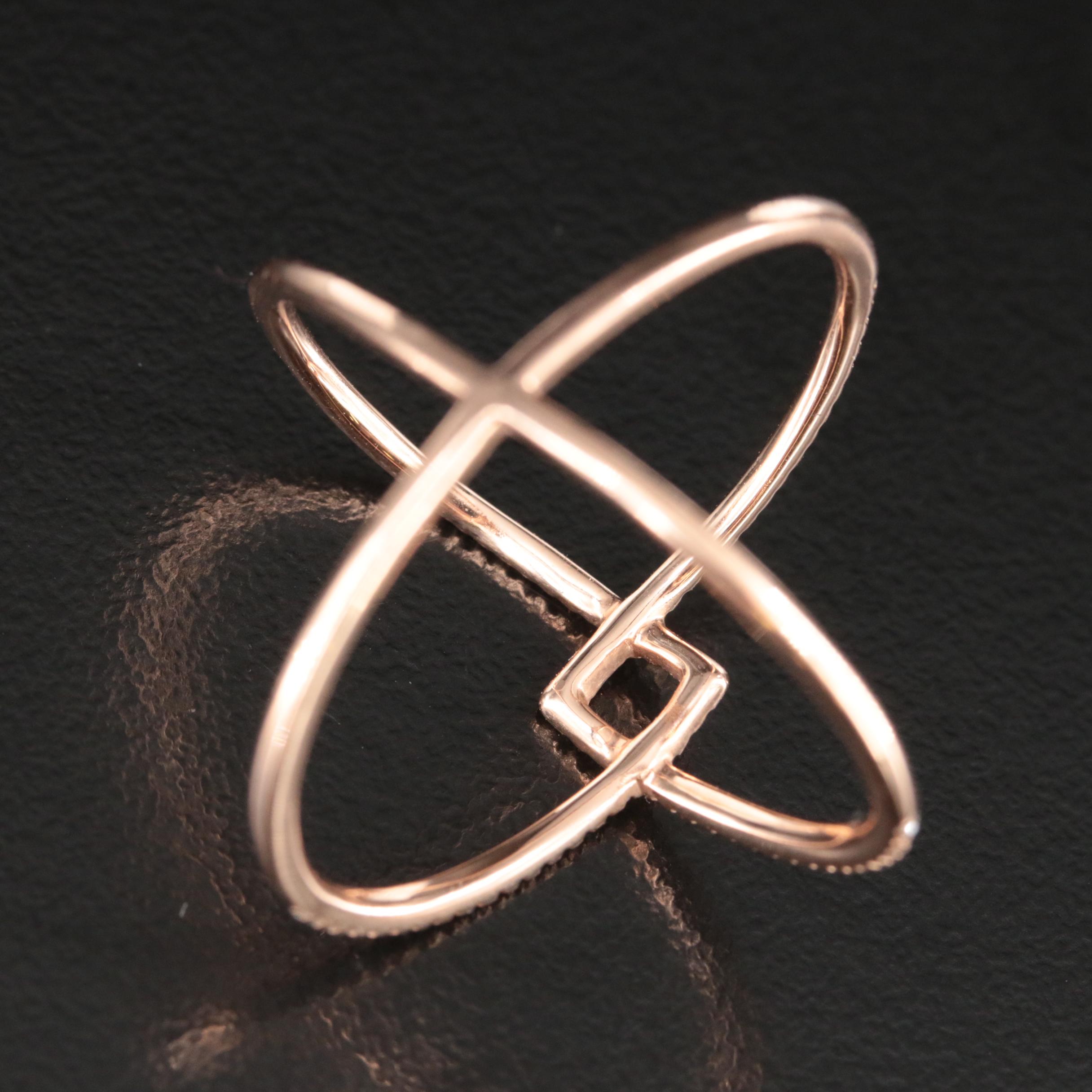 Contemporary 14K Rose Gold 0.20 CTW Diamond Geometric Ring