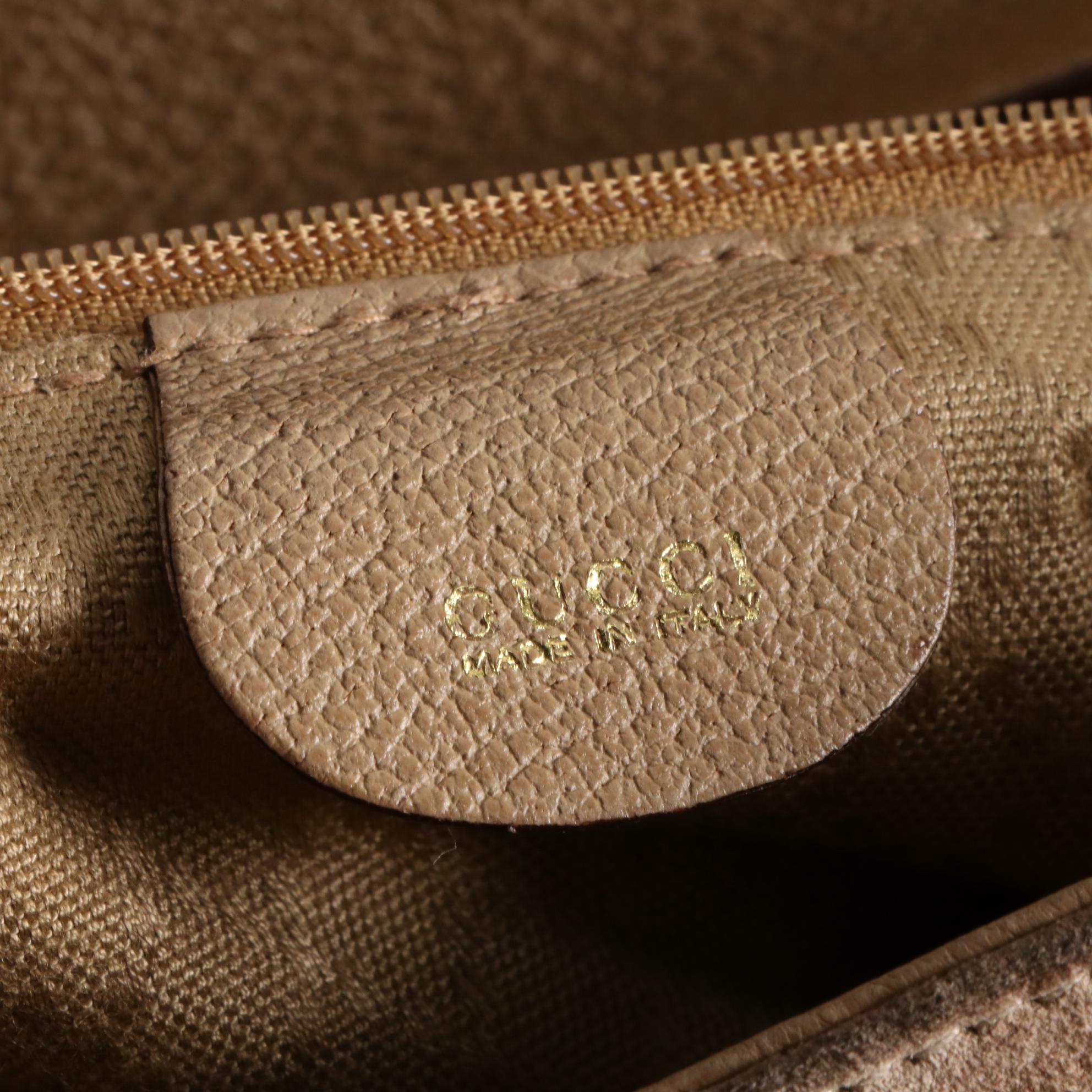 Gucci Bamboo Handle Bag in Suede and Leather with Detachable Strap