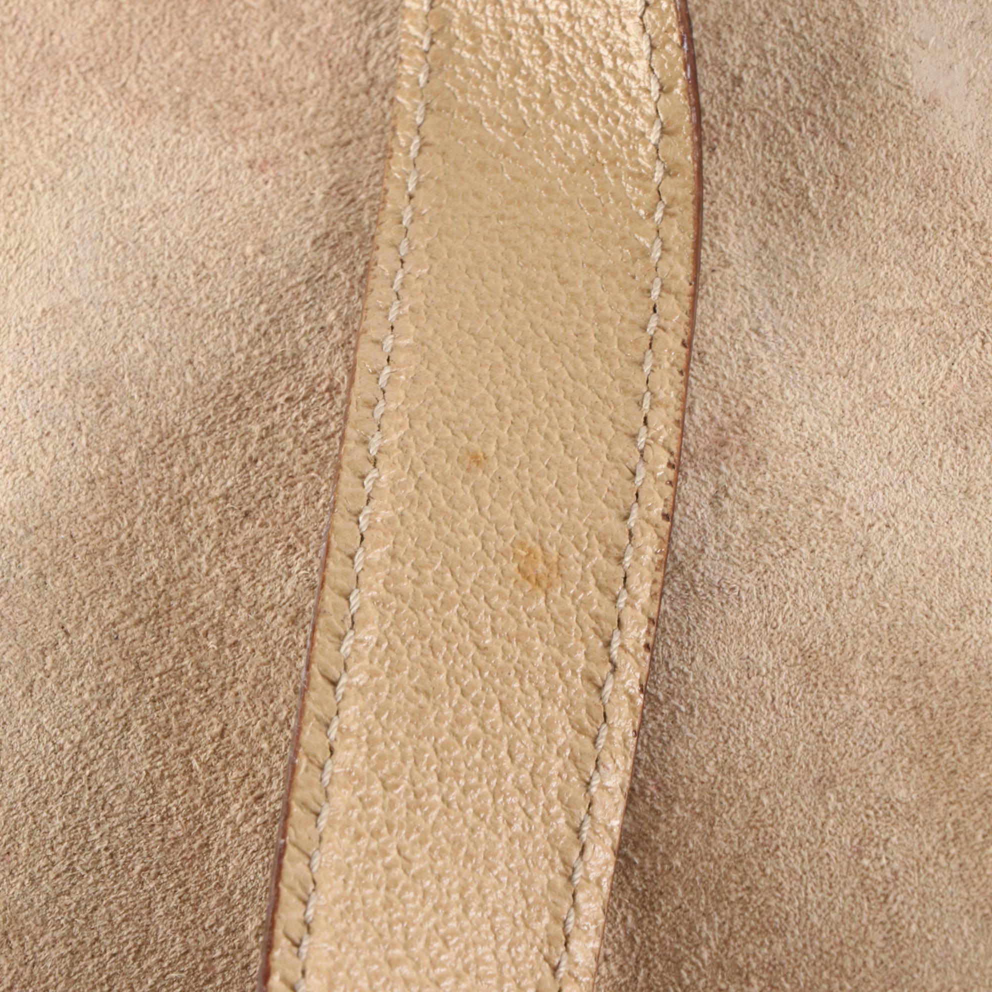 Gucci Bamboo Handle Bag in Suede and Leather with Detachable Strap