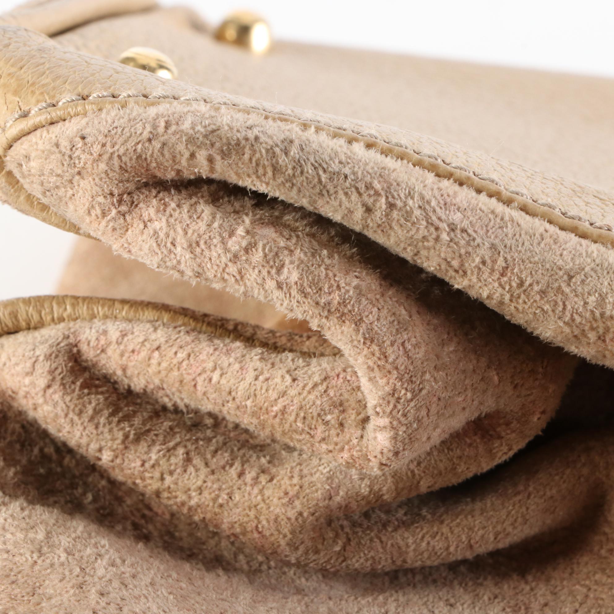 Gucci Bamboo Handle Bag in Suede and Leather with Detachable Strap