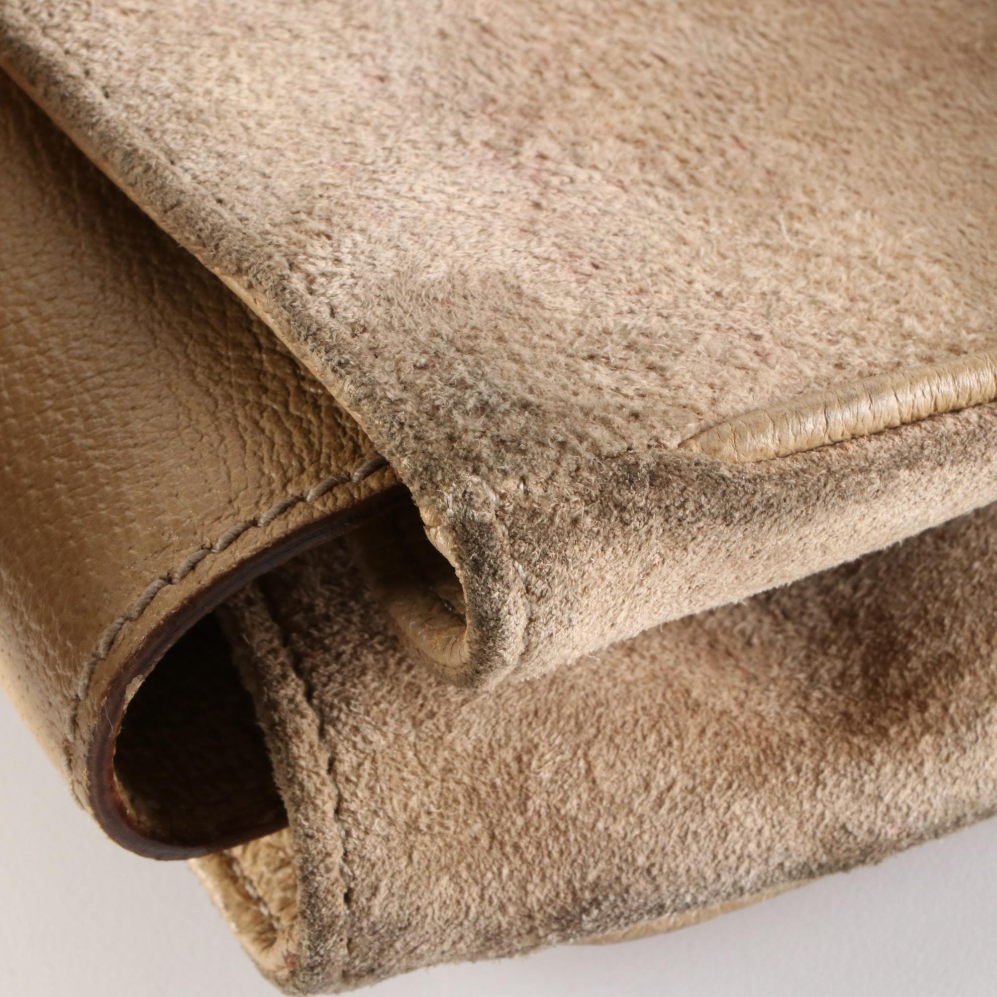 Gucci Bamboo Handle Bag in Suede and Leather with Detachable Strap