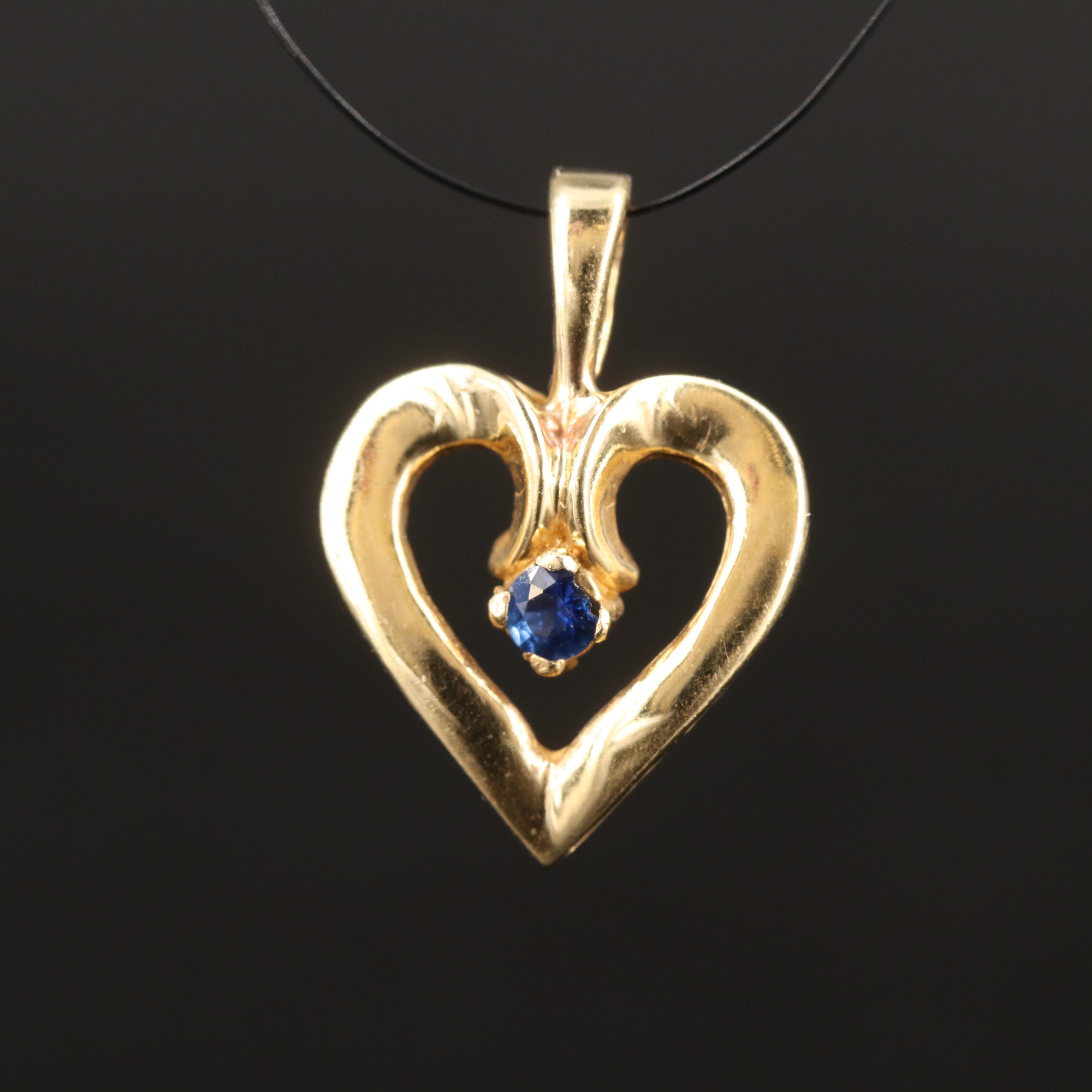 14K Sapphire Heart Pendant