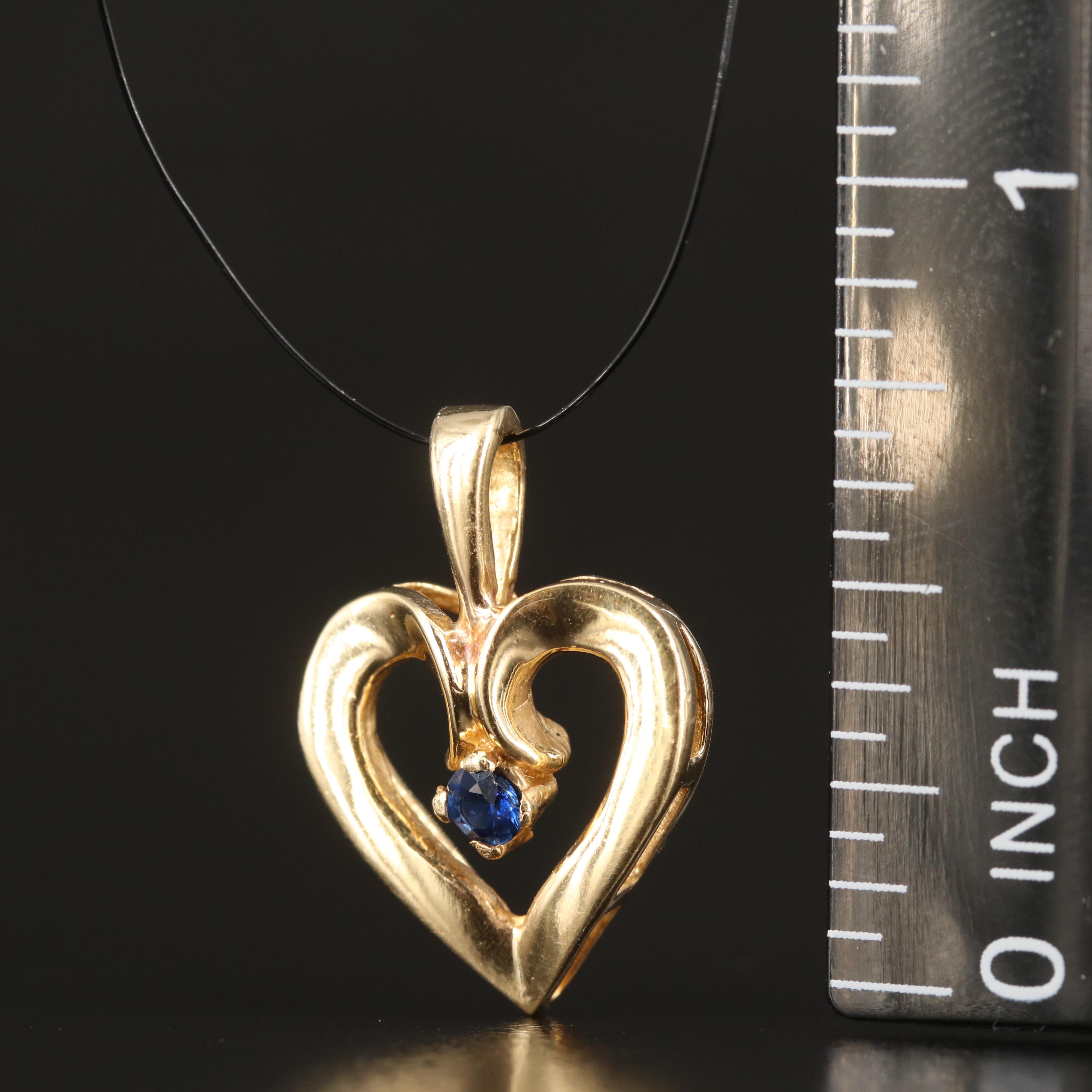 14K Sapphire Heart Pendant