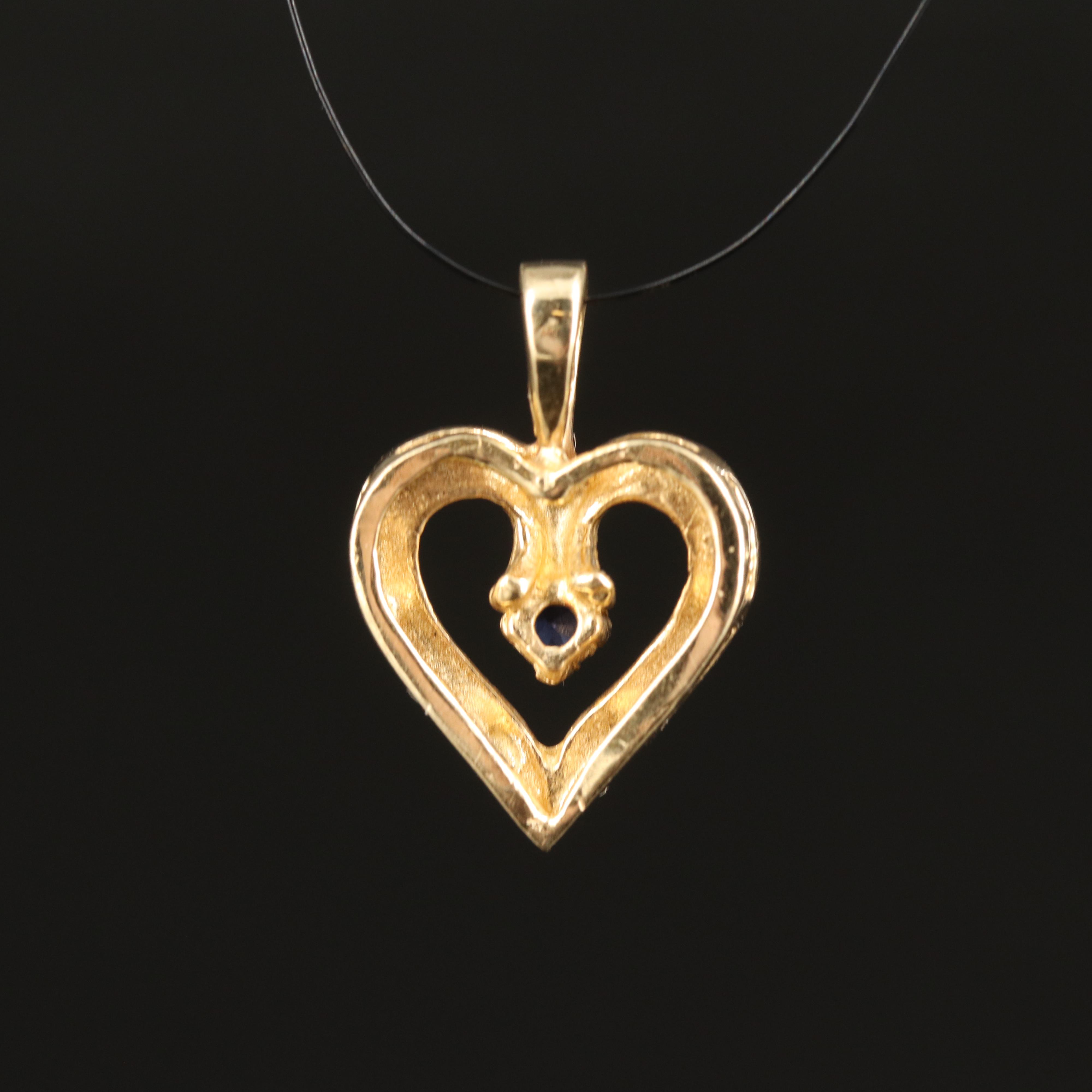 14K Sapphire Heart Pendant