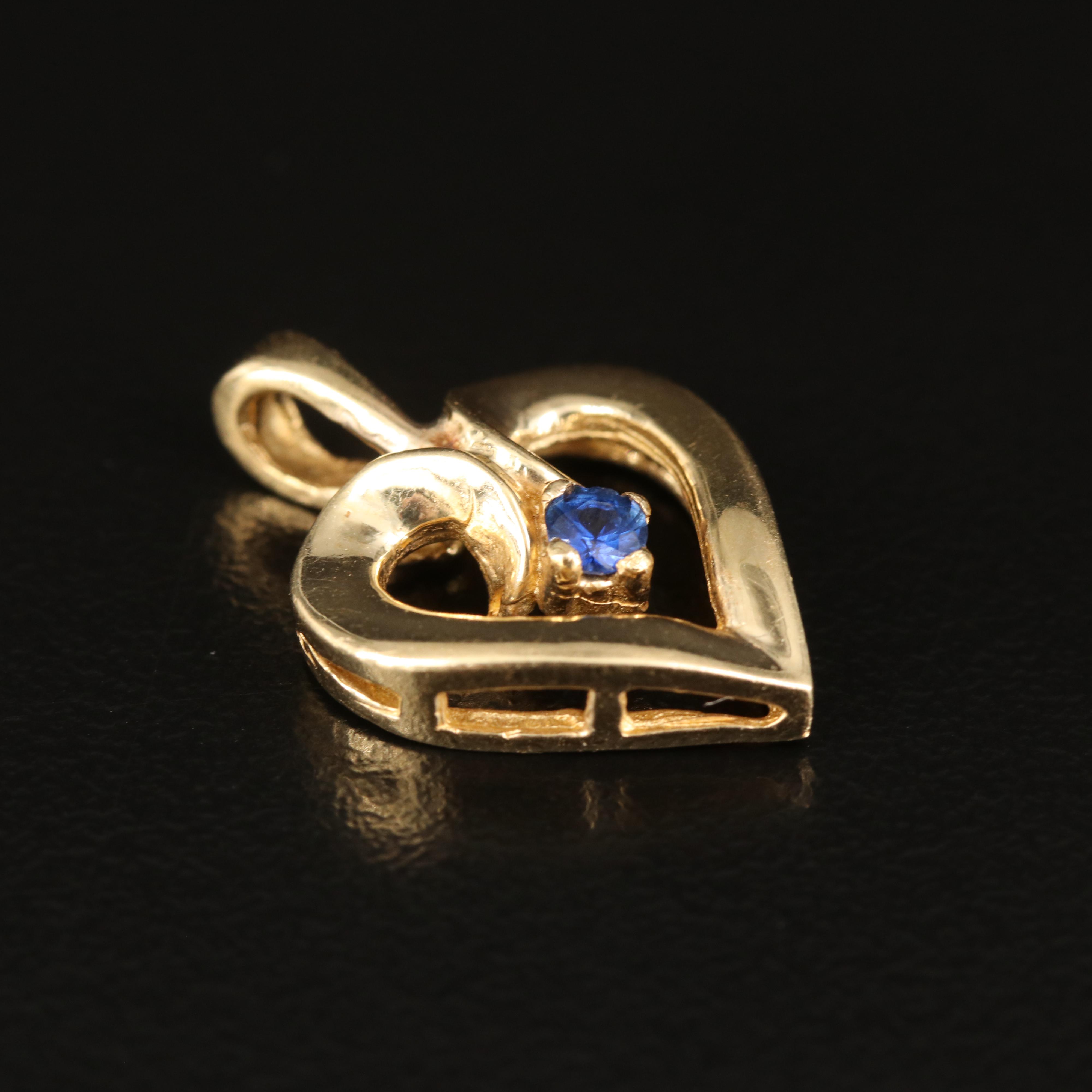 14K Sapphire Heart Pendant