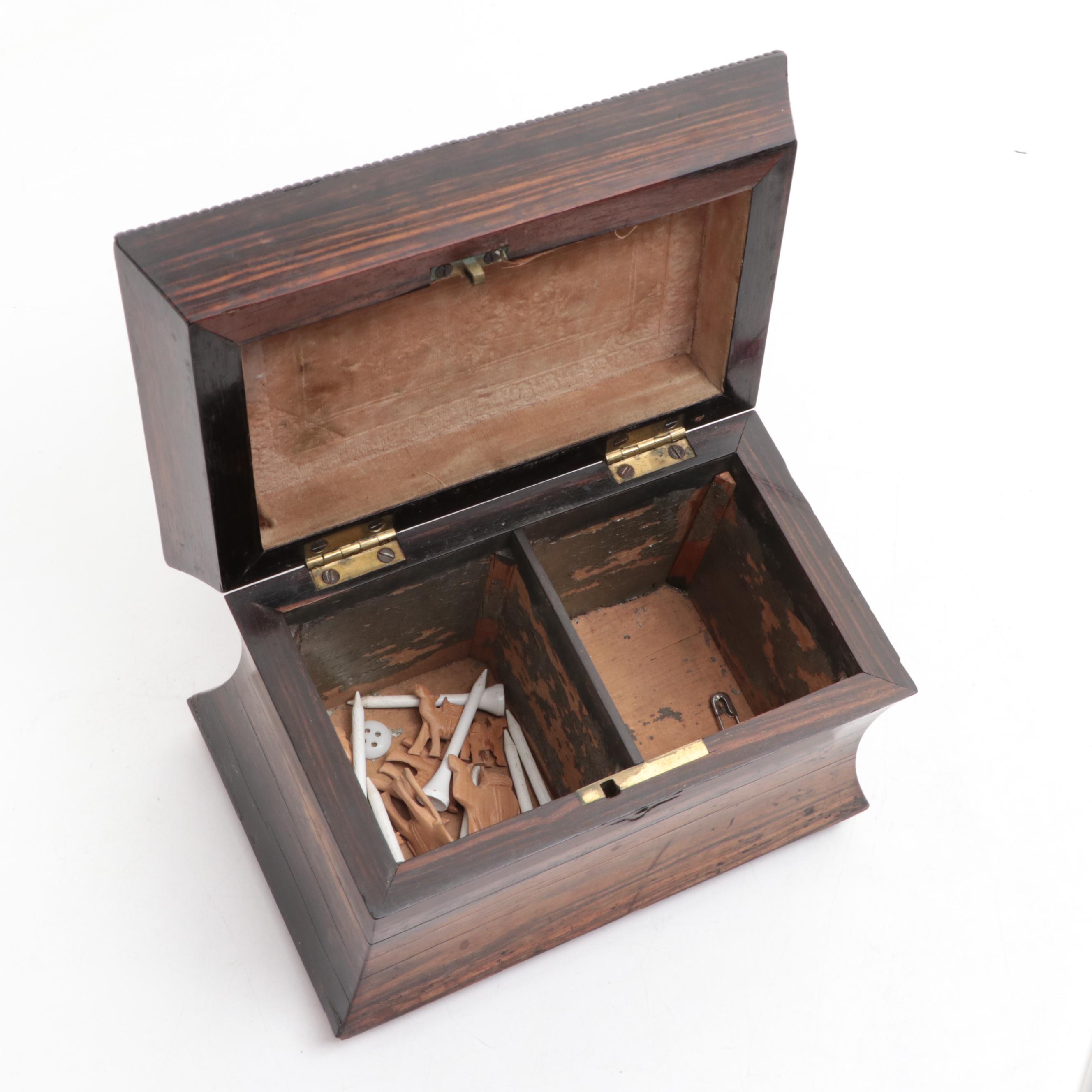 English Regency Rosewood Tea Caddy with Brass Plaque, Early to Mid 19th Century