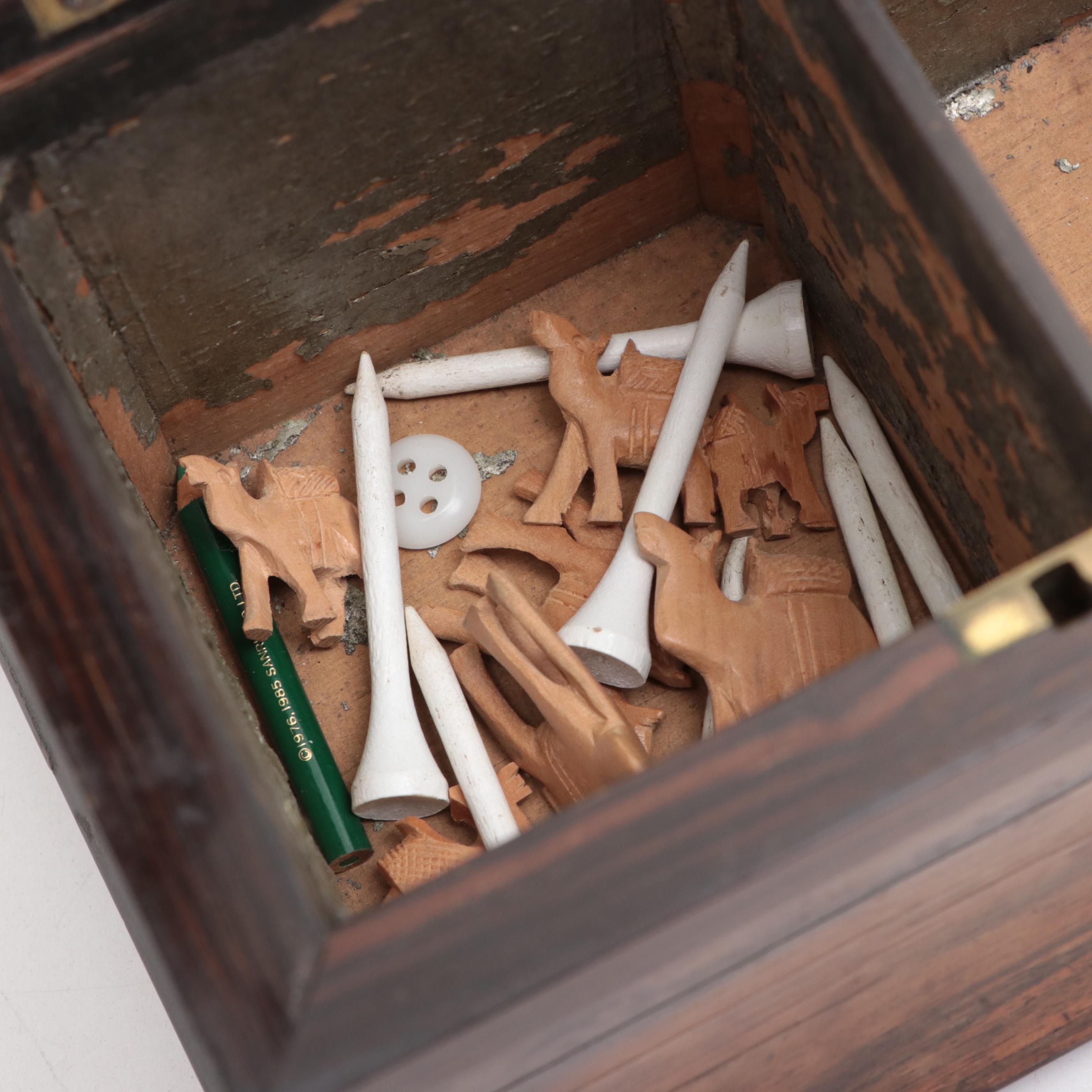 English Regency Rosewood Tea Caddy with Brass Plaque, Early to Mid 19th Century