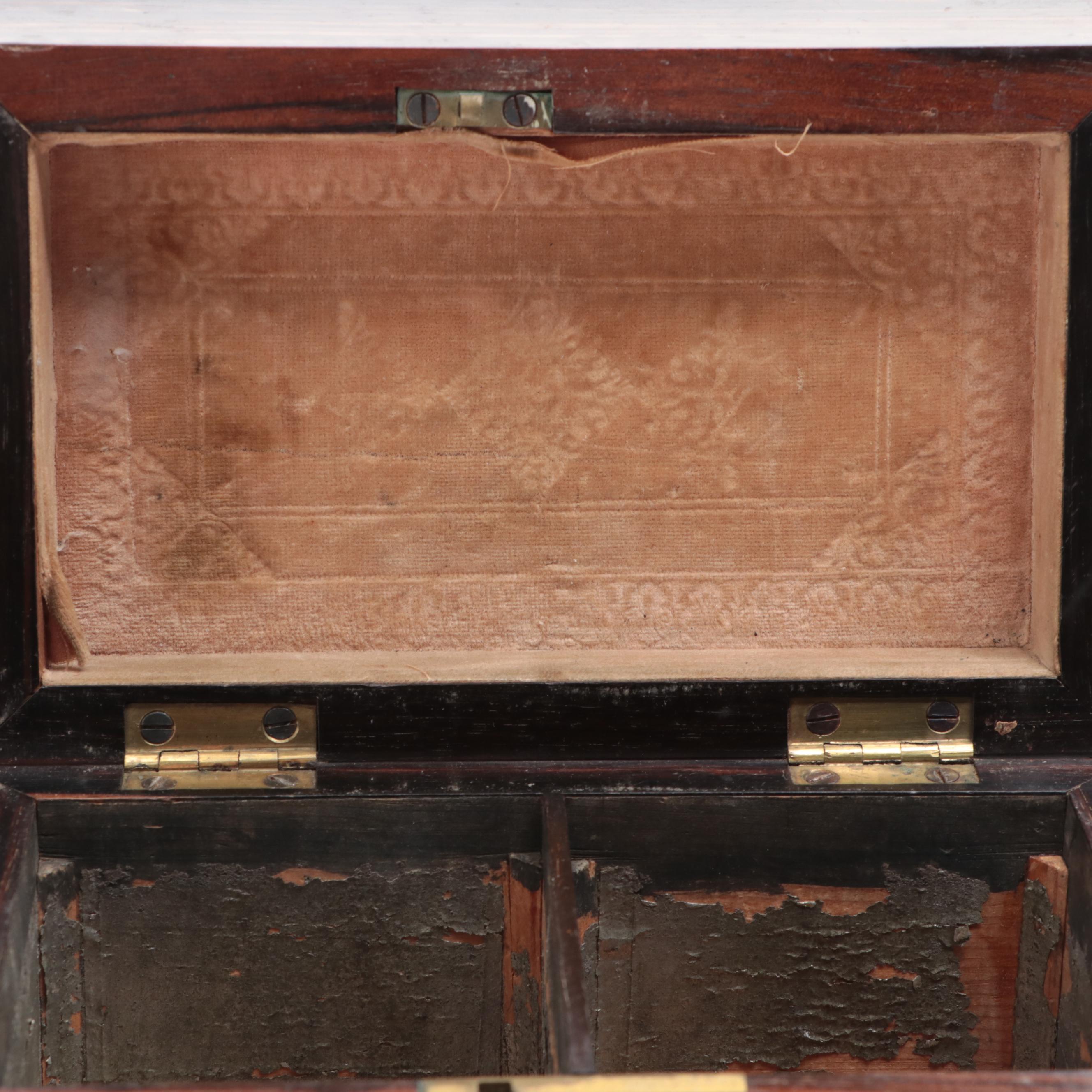 English Regency Rosewood Tea Caddy with Brass Plaque, Early to Mid 19th Century