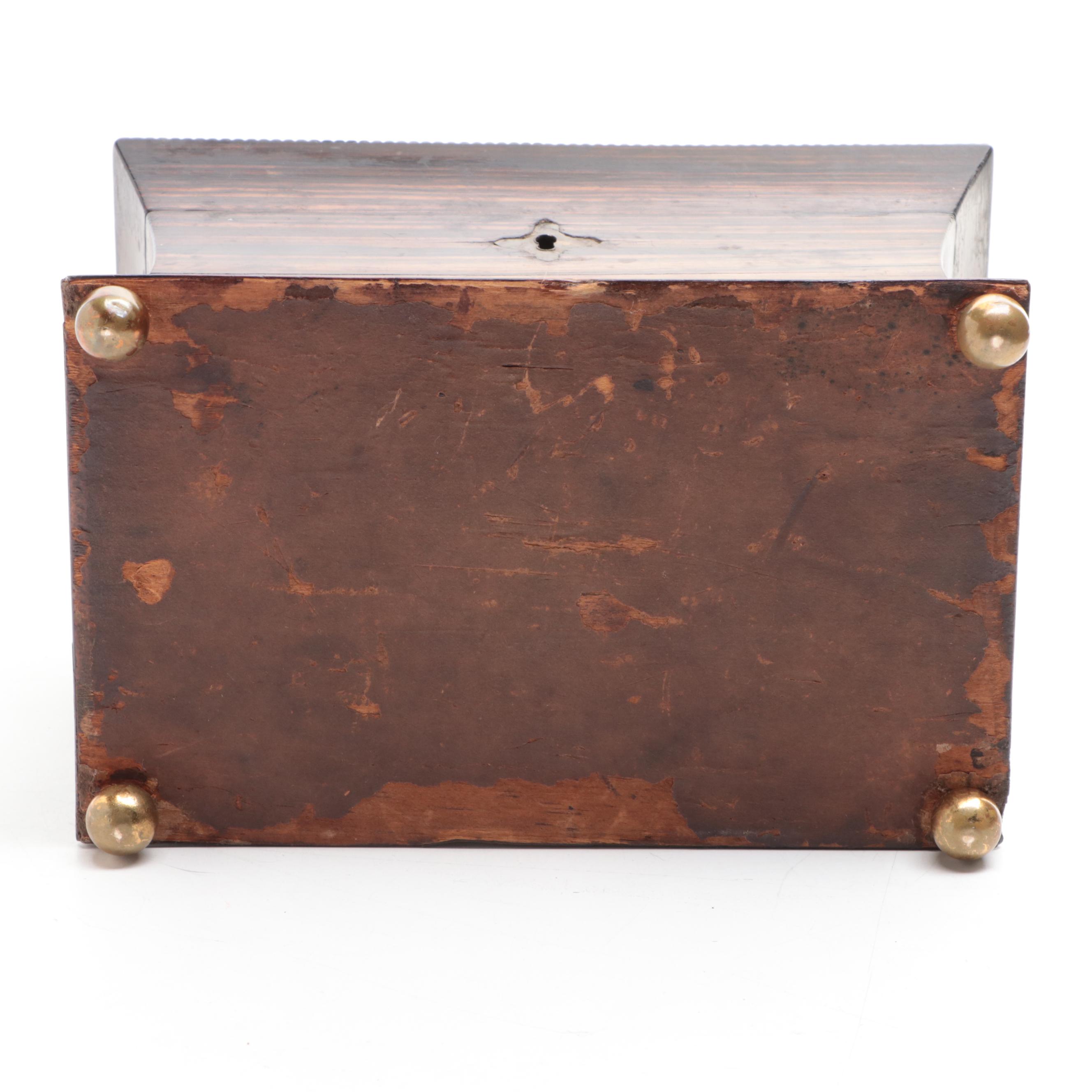 English Regency Rosewood Tea Caddy with Brass Plaque, Early to Mid 19th Century