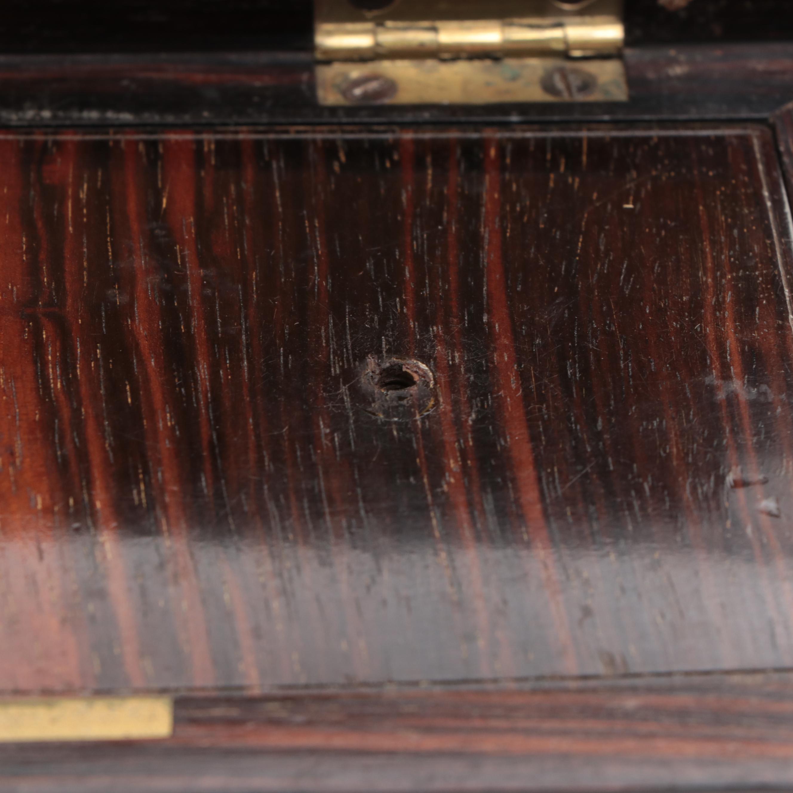English Regency Rosewood Tea Caddy with Brass Plaque, Early to Mid 19th Century