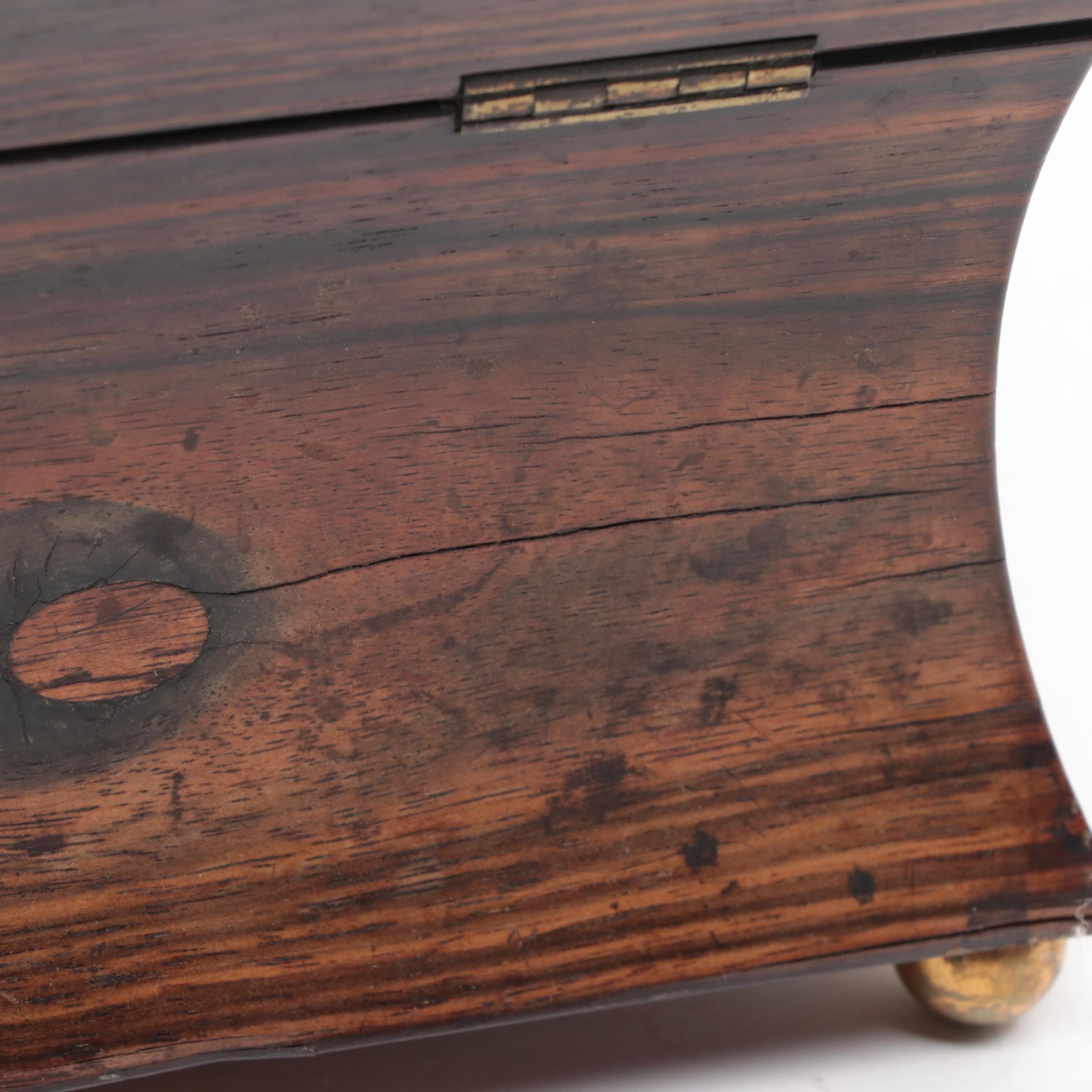 English Regency Rosewood Tea Caddy with Brass Plaque, Early to Mid 19th Century