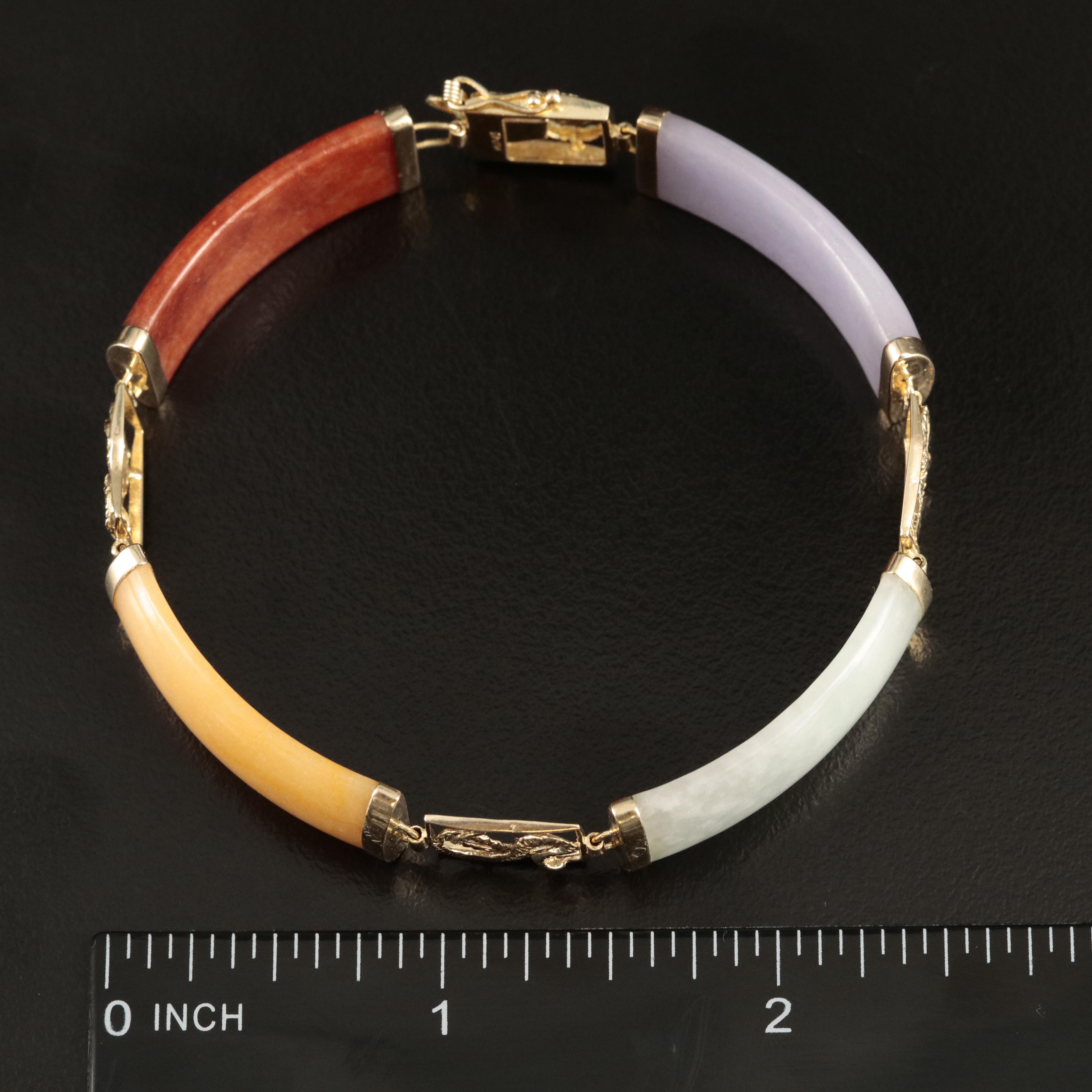 14K Jadeite Bracelet with Snake Detail
