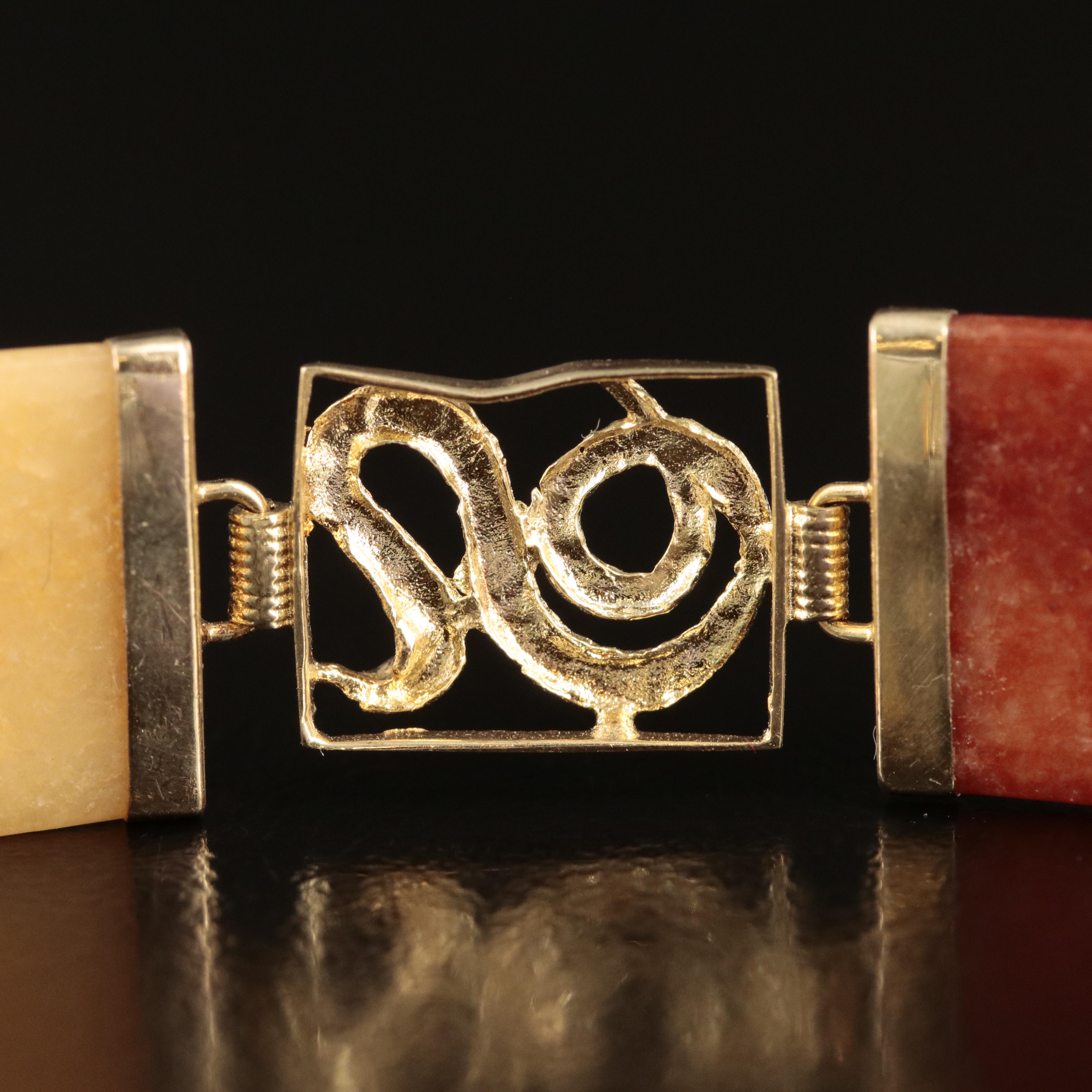 14K Jadeite Bracelet with Snake Detail