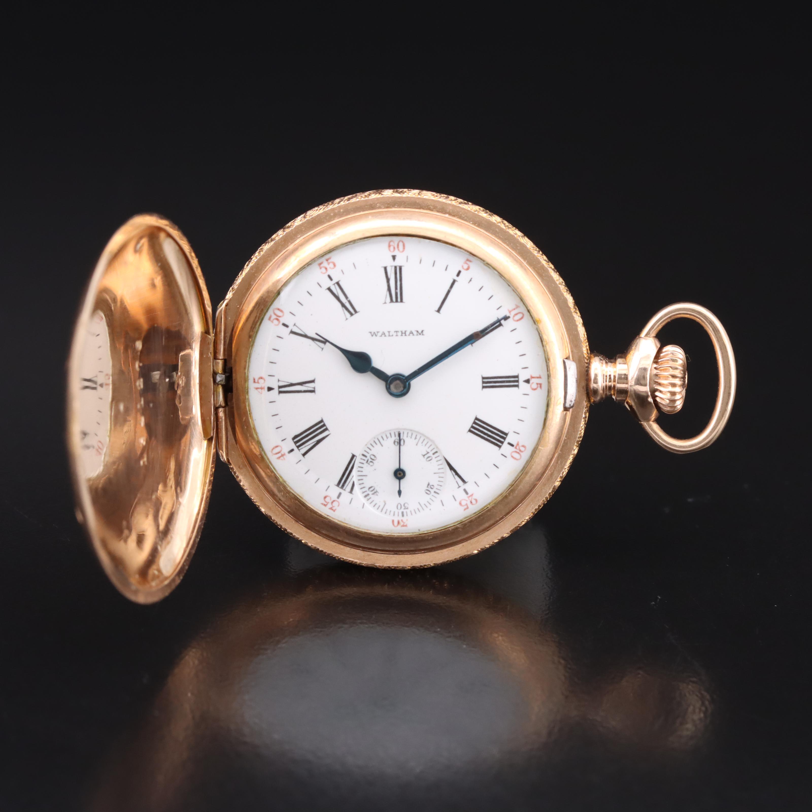 1902 Waltham Pendant Set Hunting Case Pocket Watch